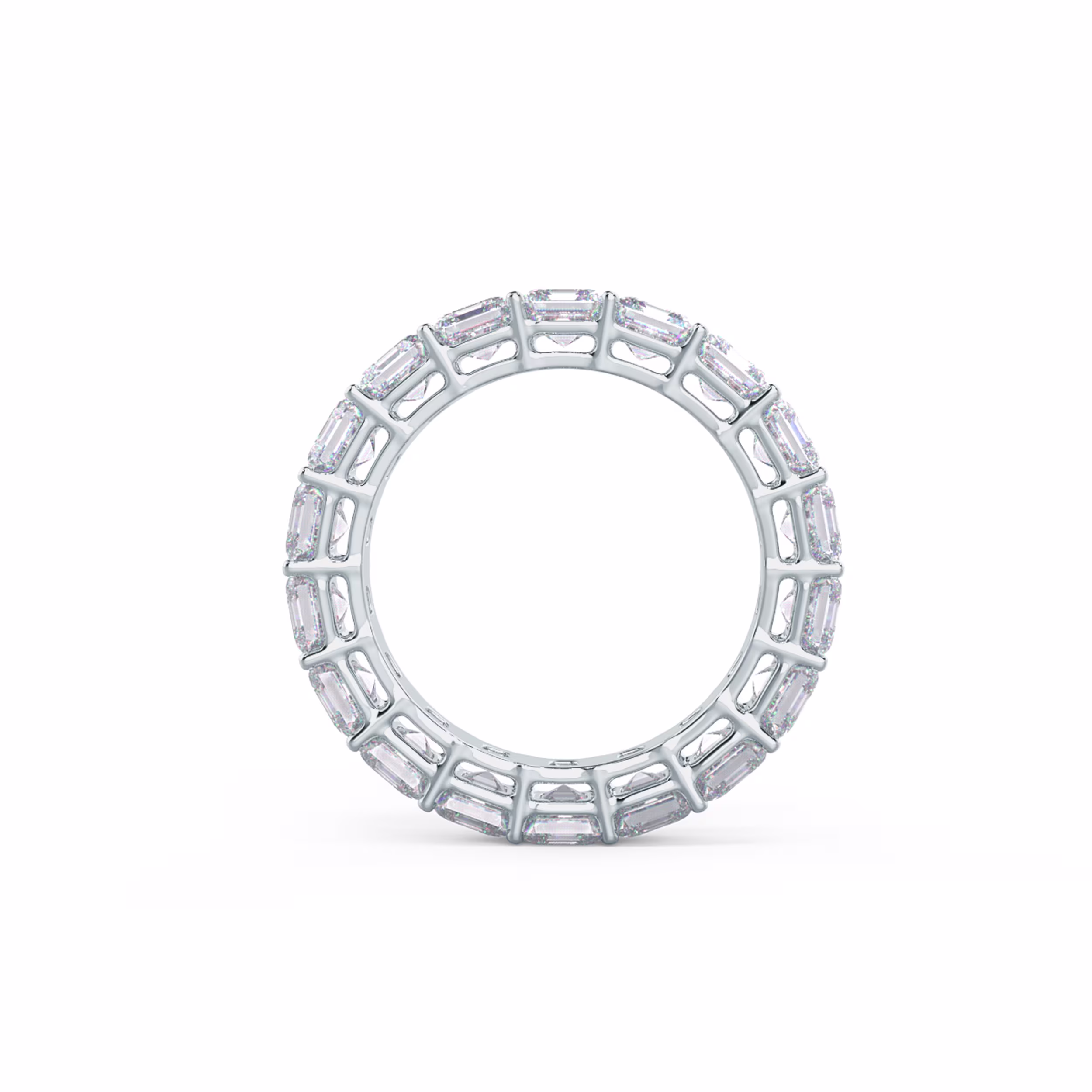 5.5 ctw Lab Diamonds Asscher Cut Eternity Band in 18k White Gold (Profile View)