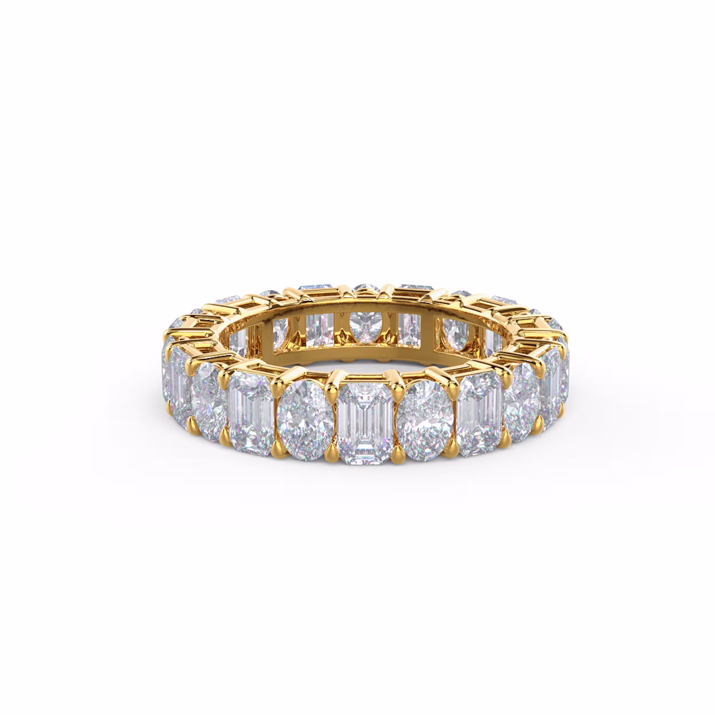 Hand Selected 5.5 Carat Lab Created Diamonds Emerald and Oval Diamond Eternity Band in 14k Yellow Gold (Main View)