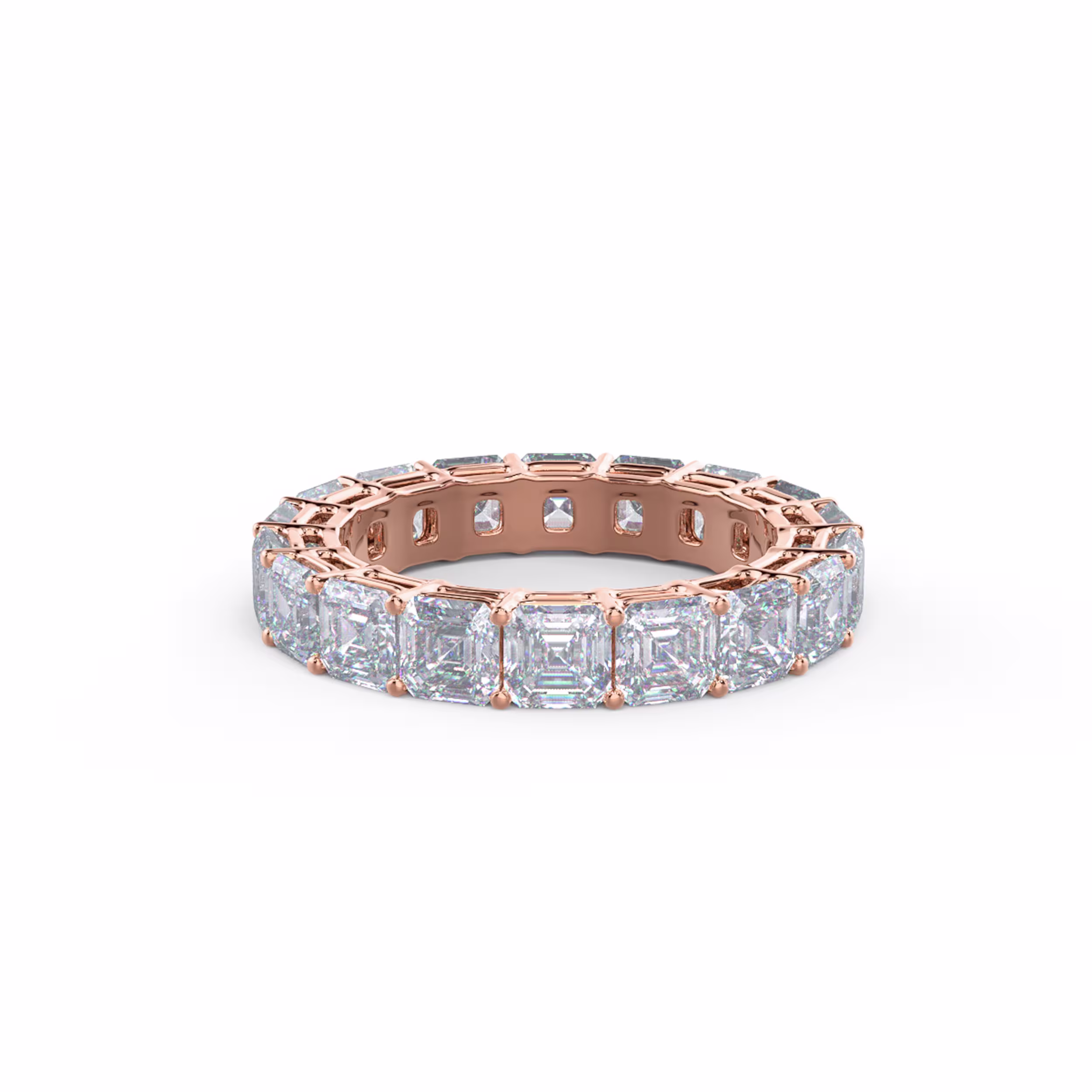 5.5 ctw Lab Diamonds set in 14k Rose Gold Asscher Cut Eternity Band (Main View)