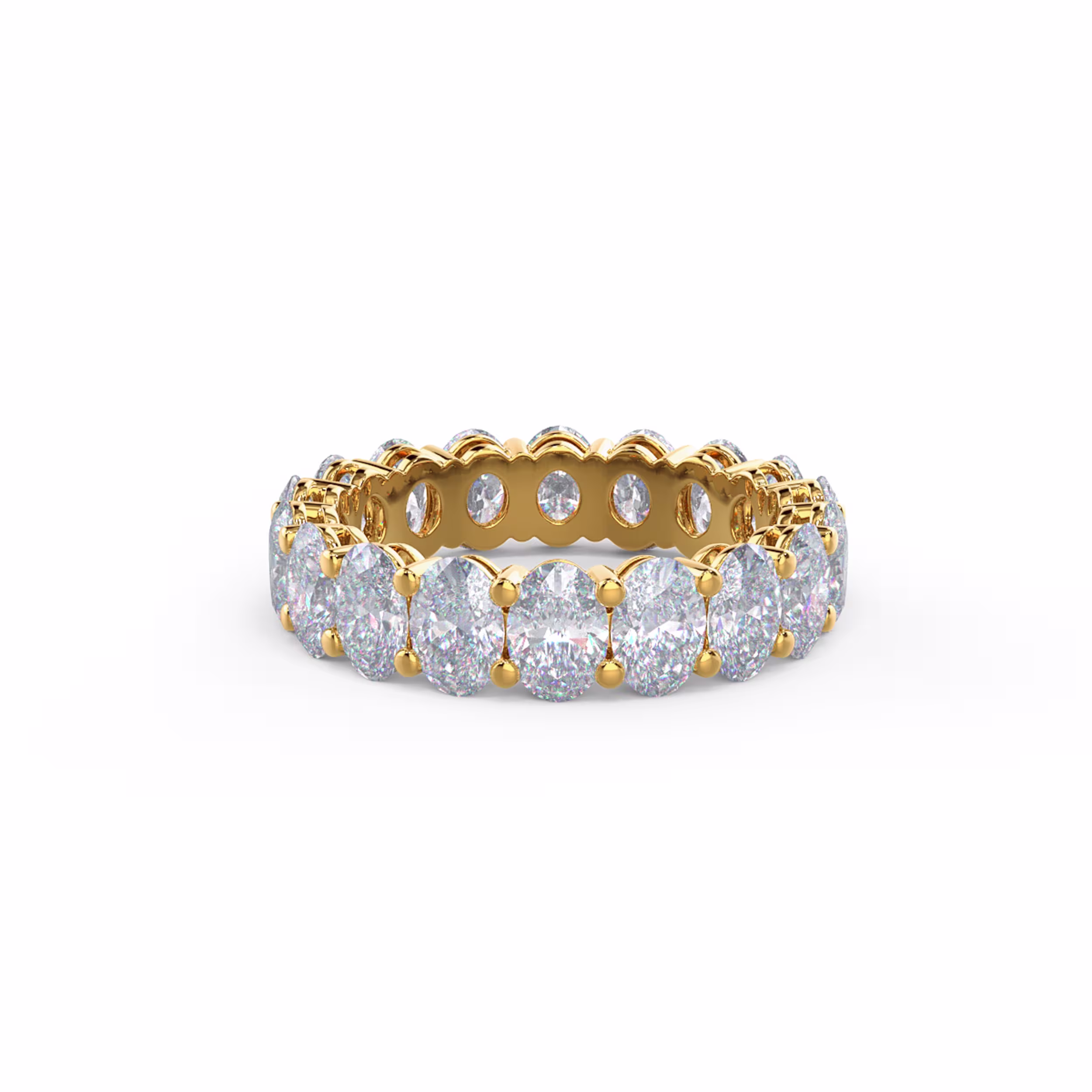 Hand Selected 5.5 ctw Diamonds set in Yellow Gold Oval Basket Eternity Band (Main View)