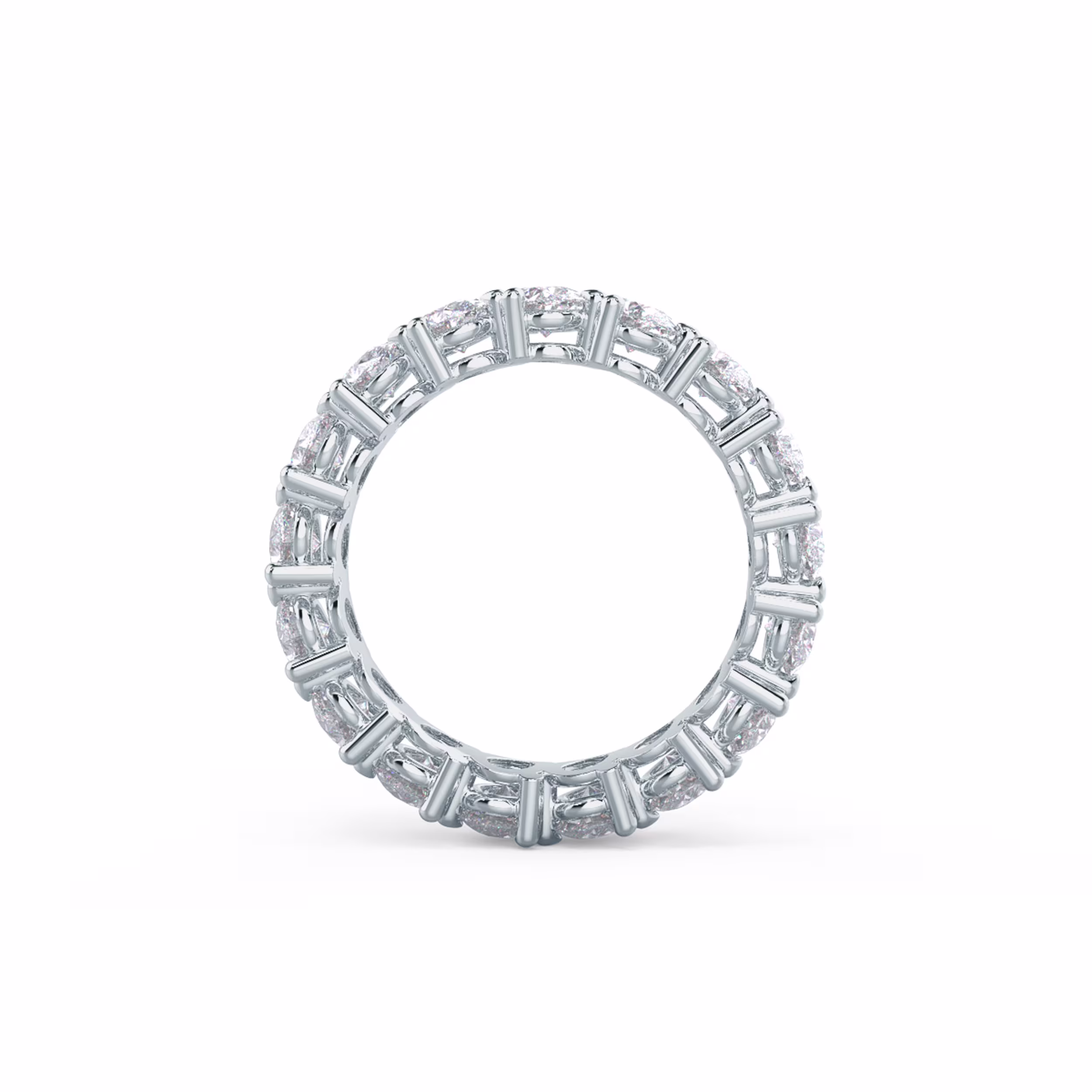 5.0 ctw Diamonds set in 18k White Gold Pear Angled Eternity Band (Profile View)