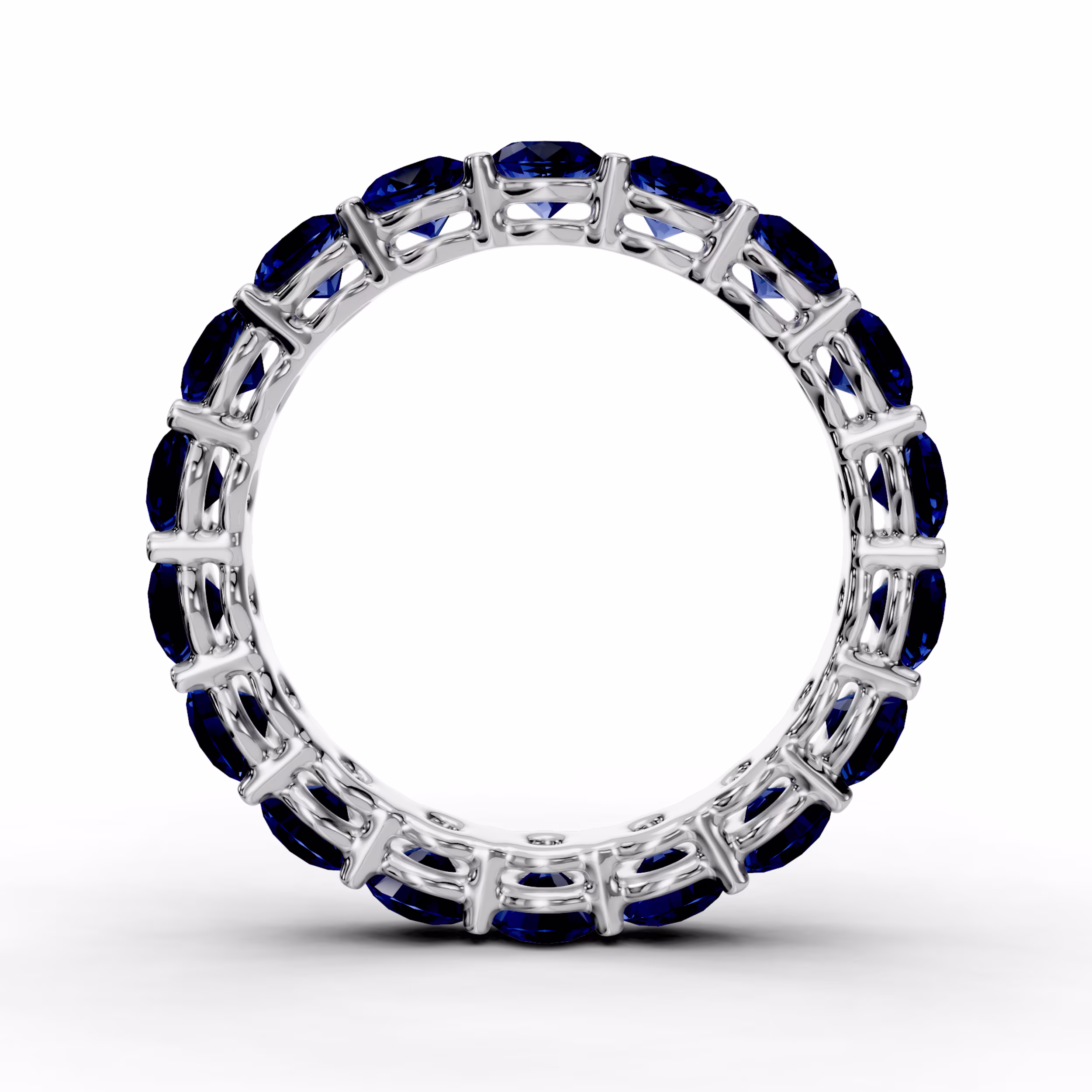 Sapphire Prong Set Eternity Band with 3.5mm Sapphires in Platinum (Front View)