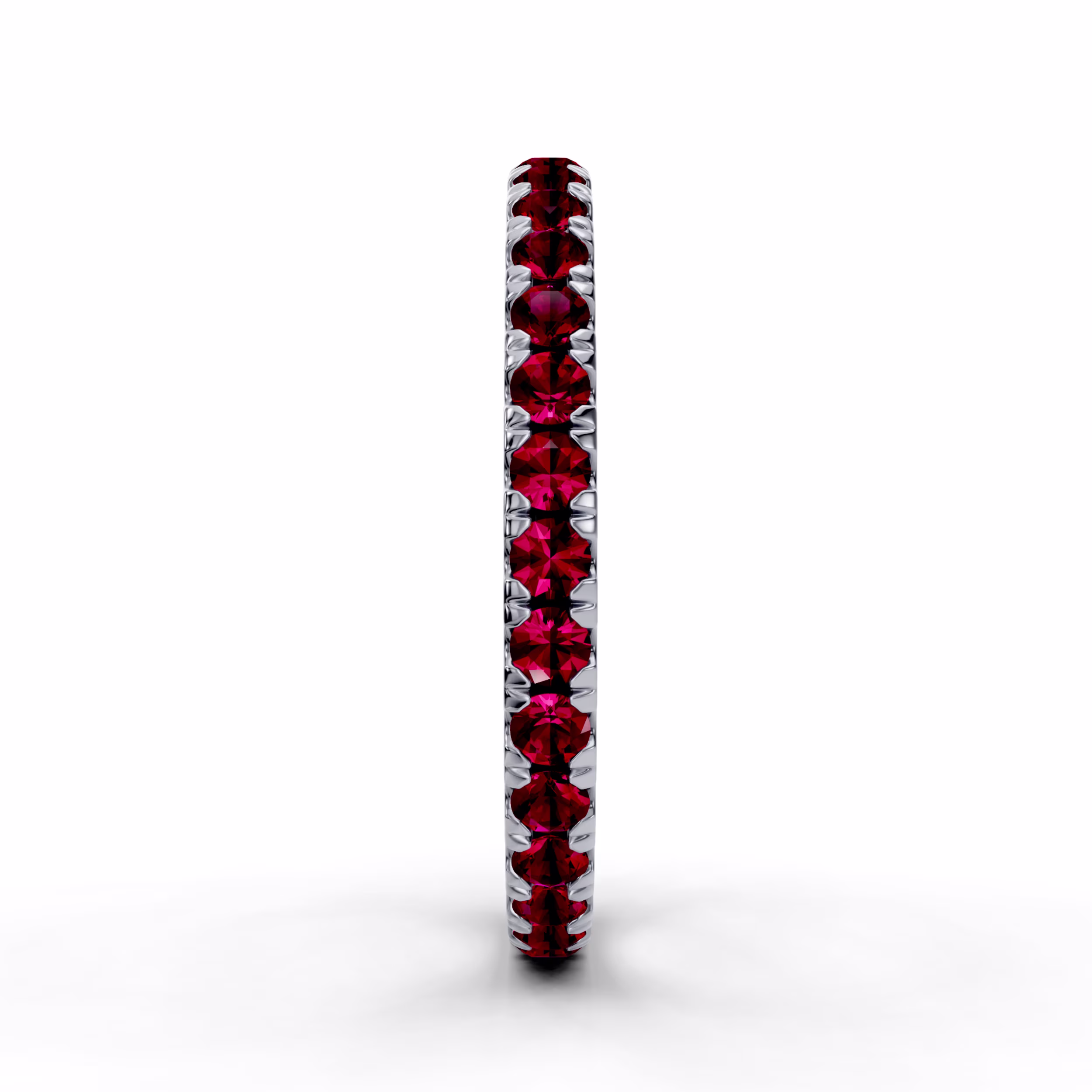 0.8 Carat Round Lab Grown Diamonds 0.8ctw Round Ruby U Pavé Eternity Band in White Gold (Side View)