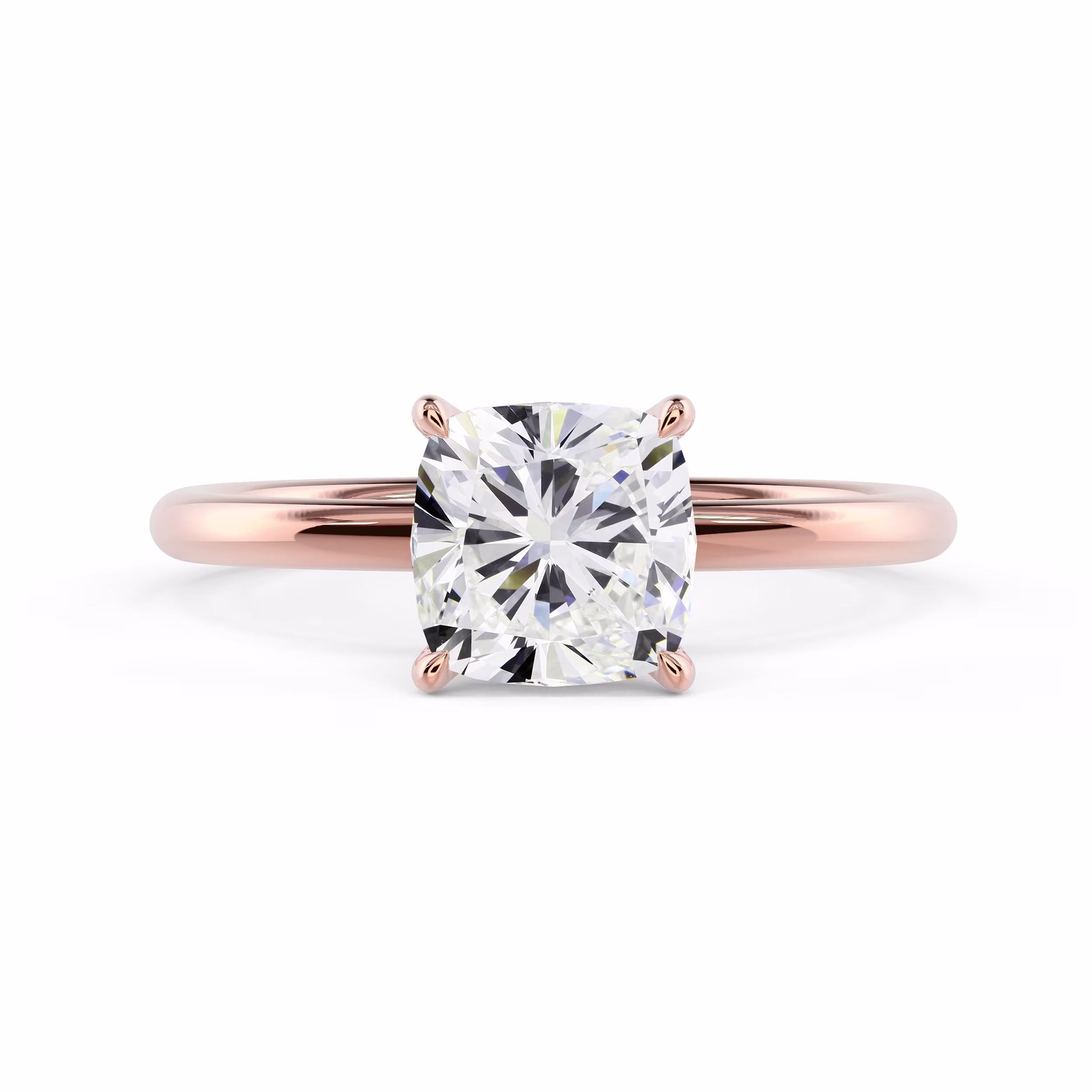 Lab Grown Diamonds set in Rose Gold Cushion Petite Four Prong Solitaire (Main View)