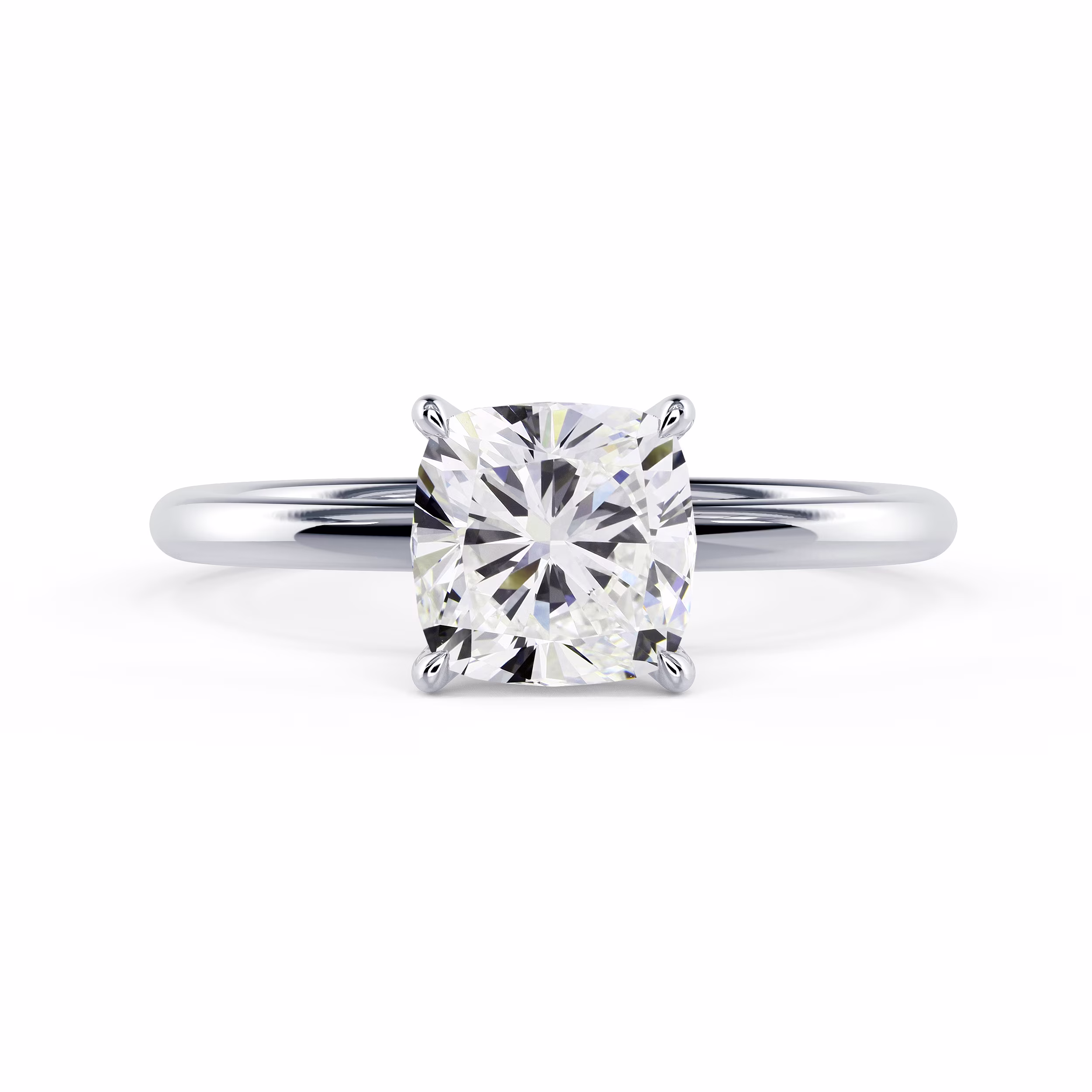 Lab Diamonds Cushion Petite Four Prong Solitaire in White Gold (Main View)