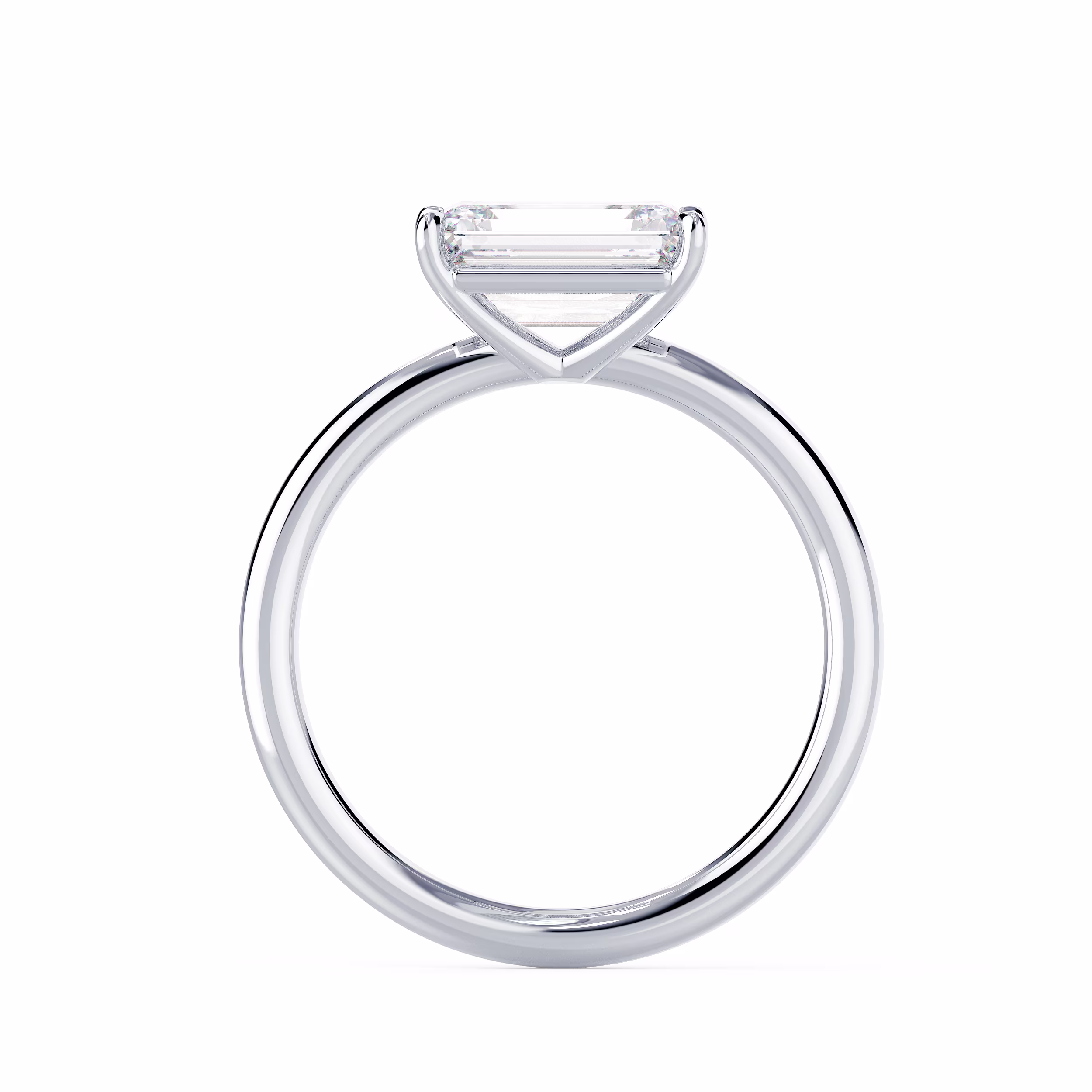 Lab Diamonds Emerald East-West Solitaire in White Gold (Profile View)