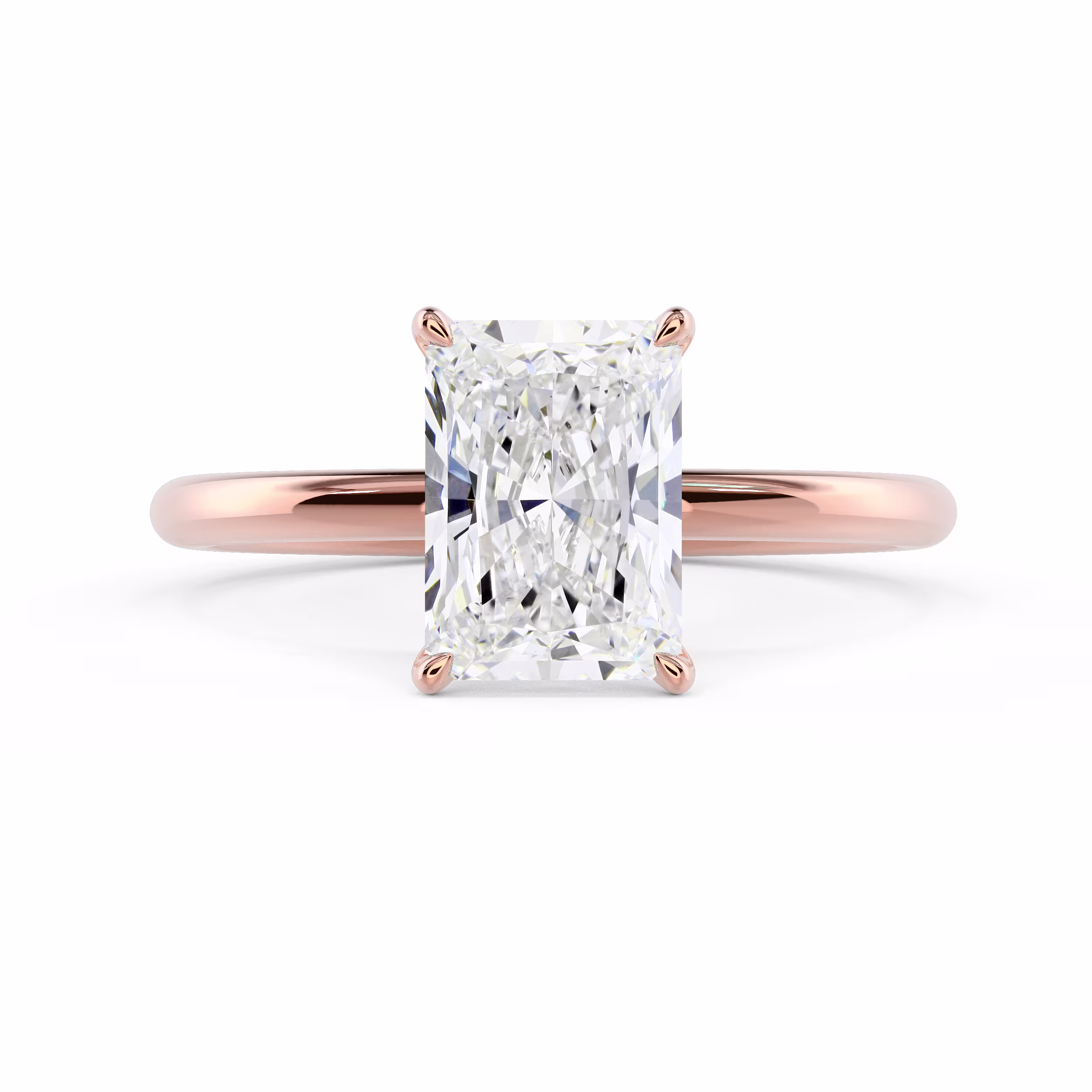 Rose Gold Radiant Classic Four Prong Solitaire featuring Diamonds (Main View)