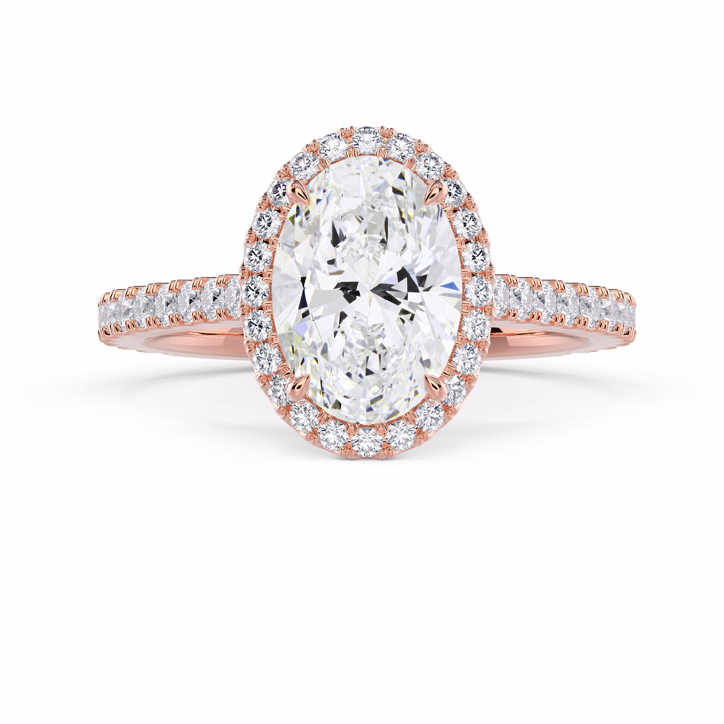 Rose Gold Oval Halo Pavé Setting featuring Lab Diamonds (Main View)