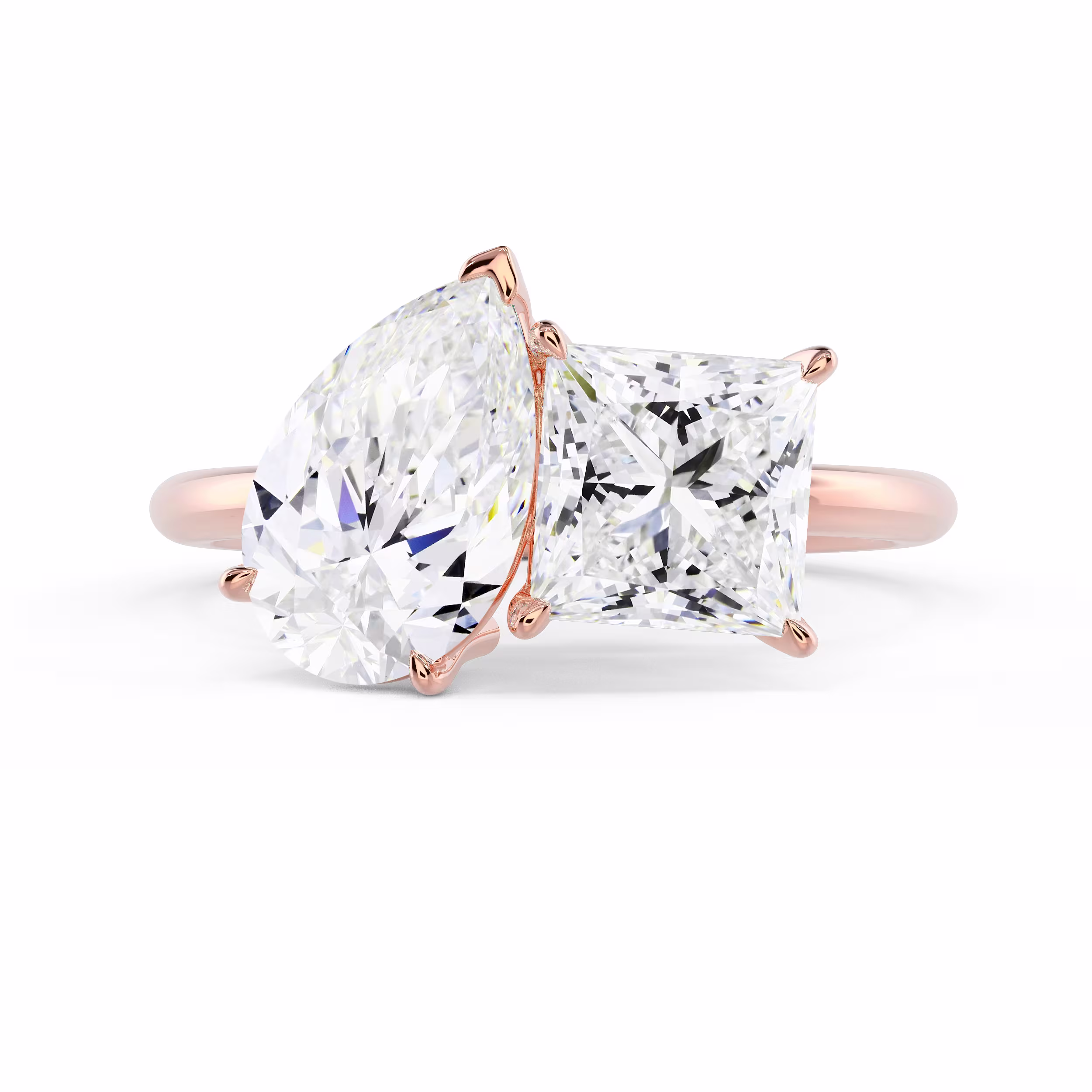 Lab Diamonds set in Rose Gold Toi et Moi Ring (Main View)