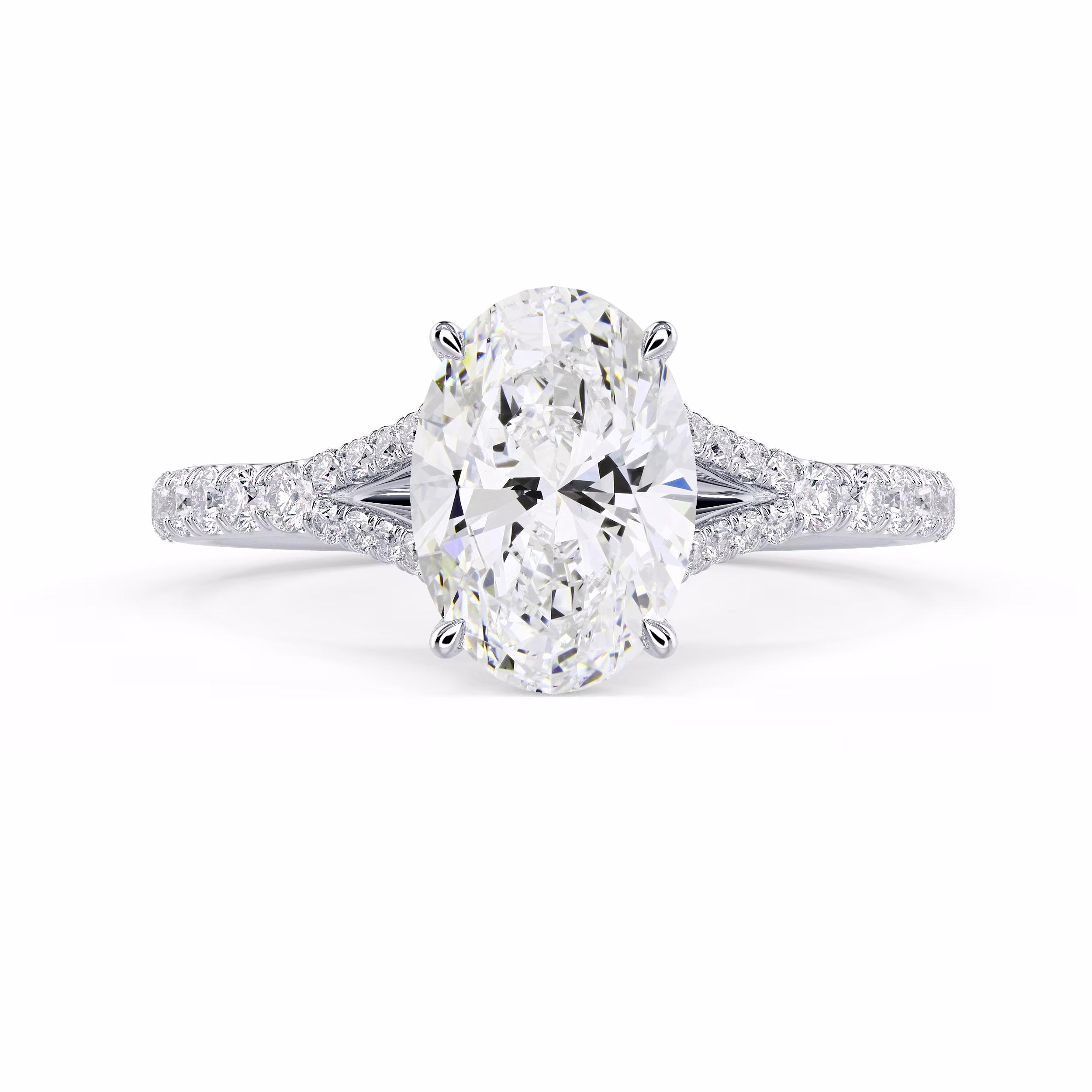 Lab Diamonds set in White Gold Trellis Split Shank Diamond Engagement Ring (Main View)