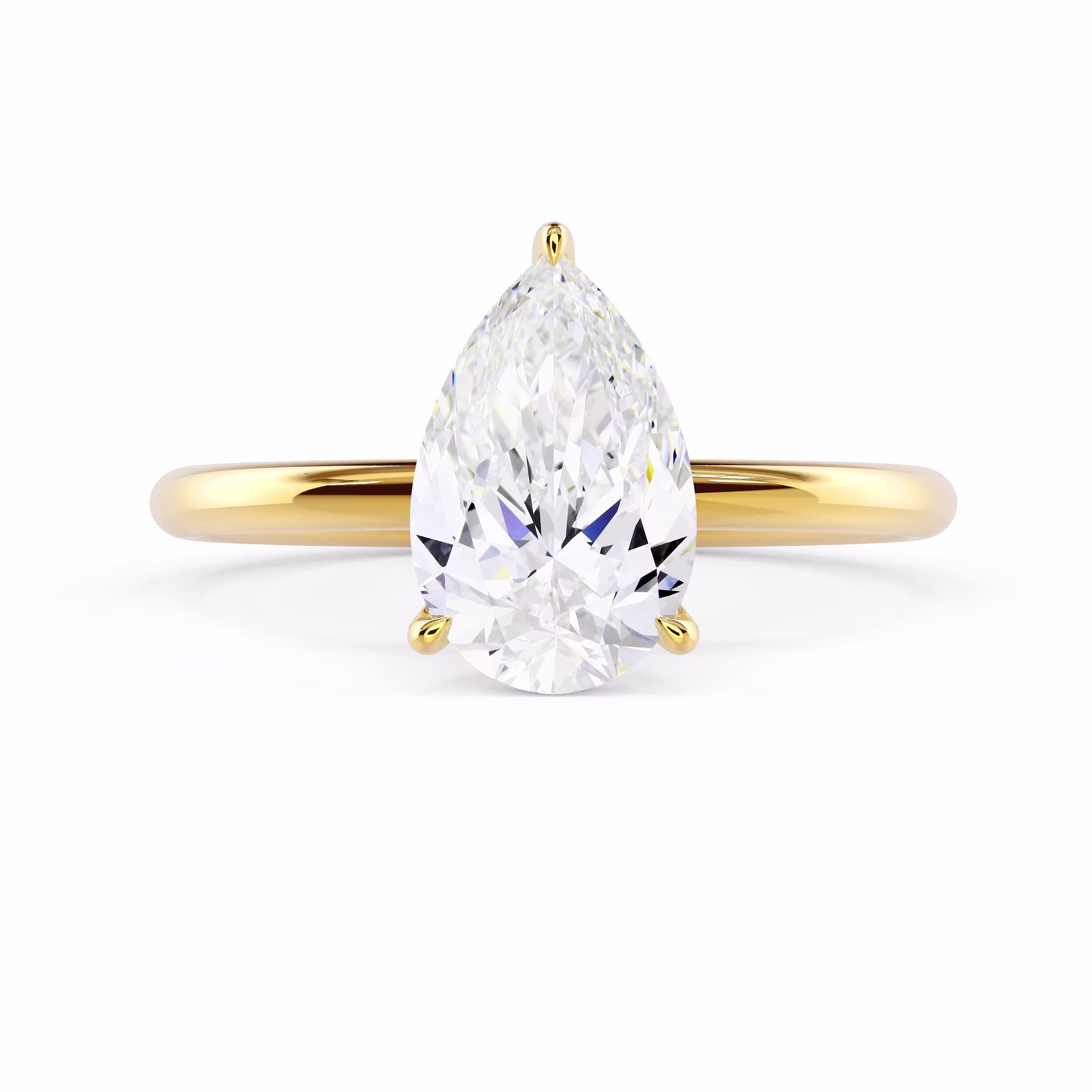 Lab Diamonds Pear Petite Solitaire Diamond Engagement Ring in Yellow Gold (Main View)
