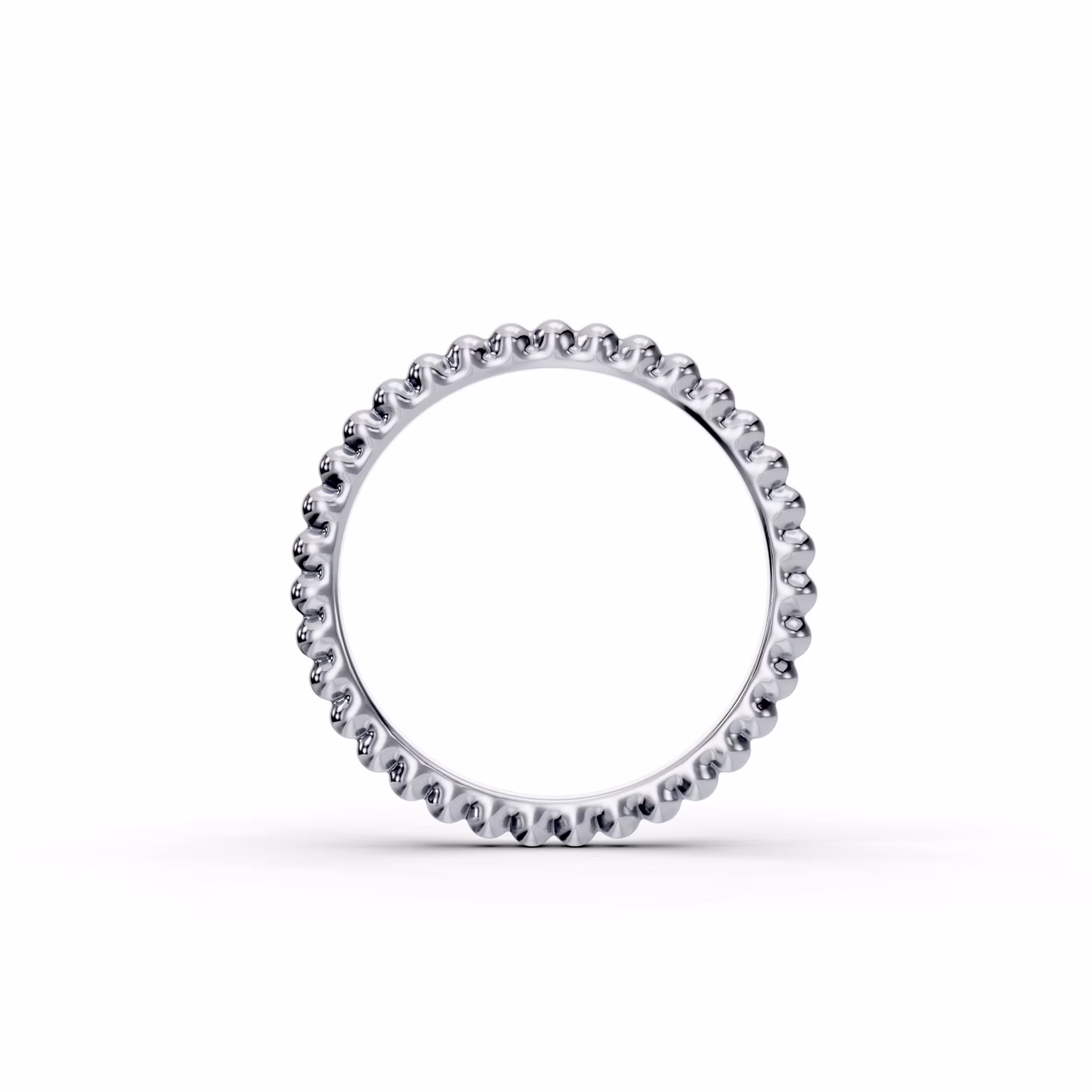 Plain Metal Platinum Beaded Eternity Band (Profile View)