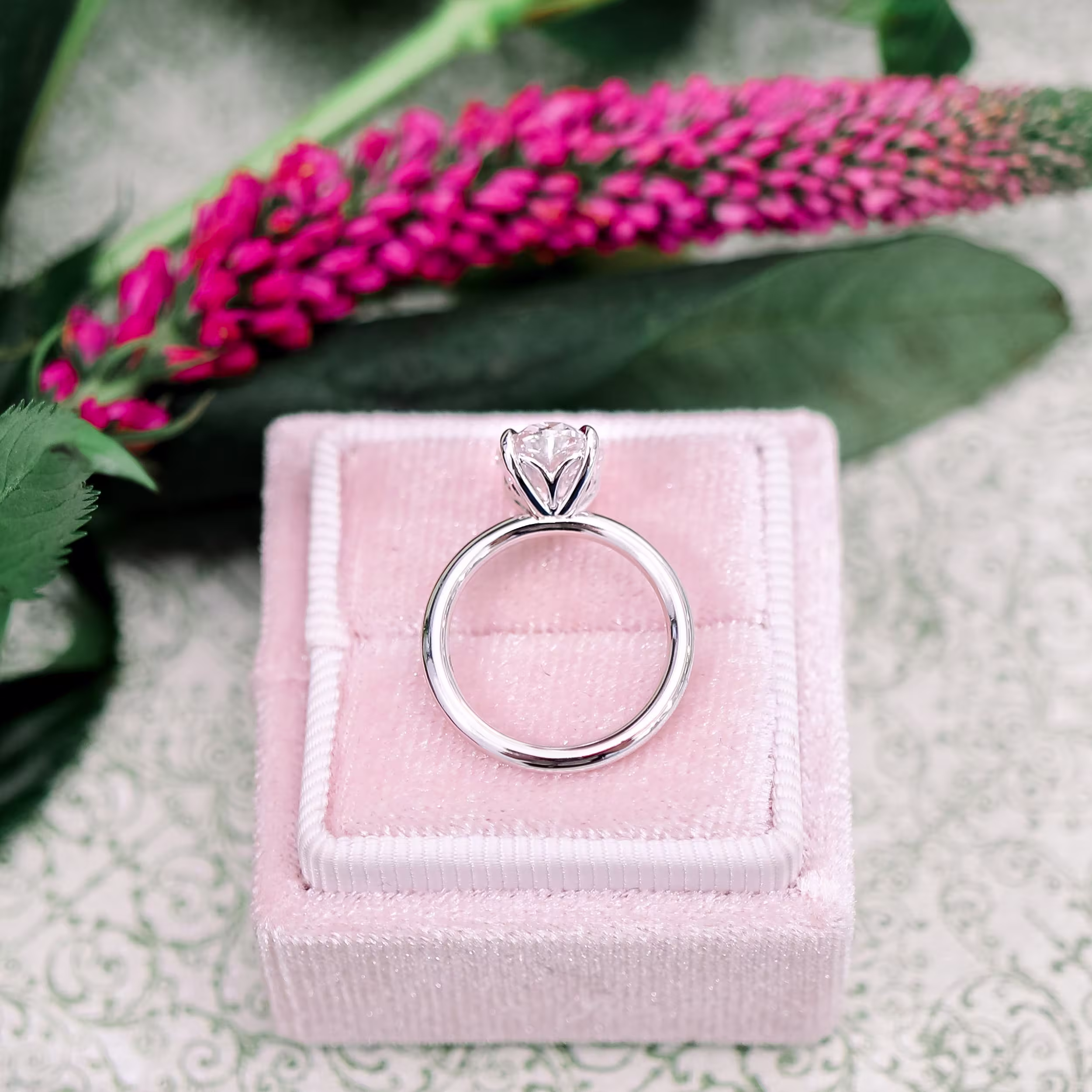 Platinum Floral Basket Solitaire Diamond Engagement Ring featuring 2.0 Carat Lab Grown Diamonds (Main View)