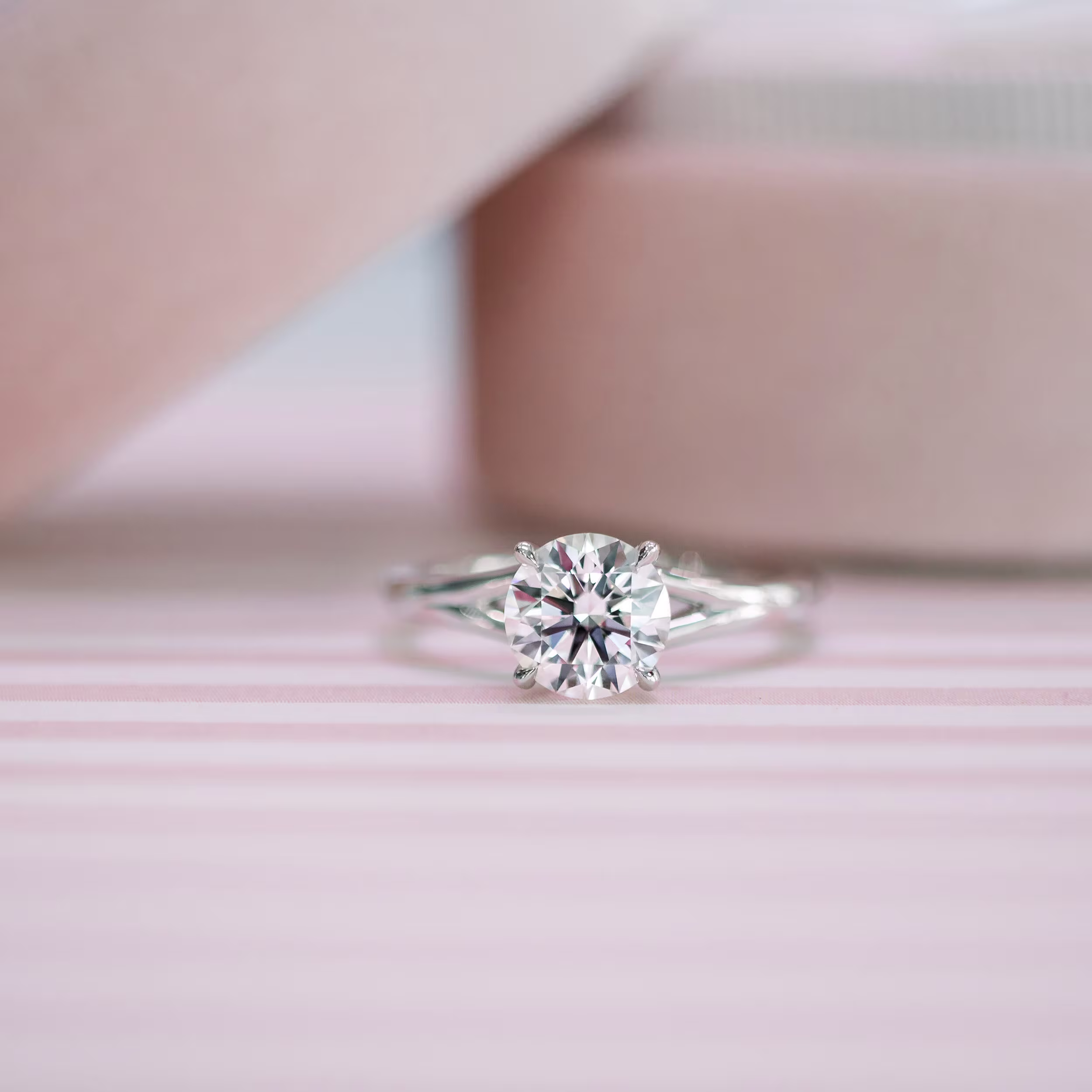 1.5 ct Created Diamonds set in Platinum Split Shank Solitaire Diamond Engagement Ring (Main View)