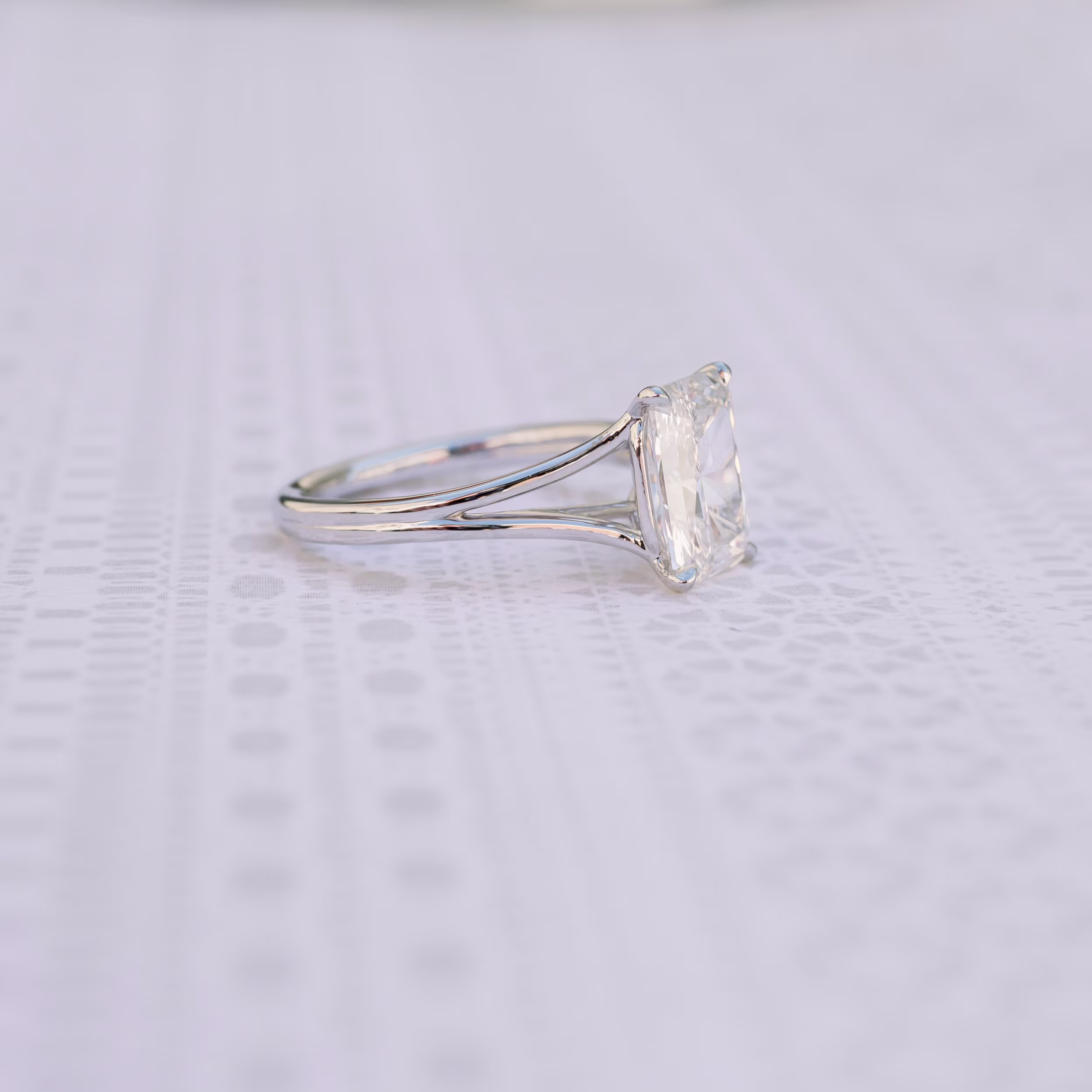 2.75 Carat Diamonds set in Platinum Split Shank Solitaire Diamond Engagement Ring (Side View)