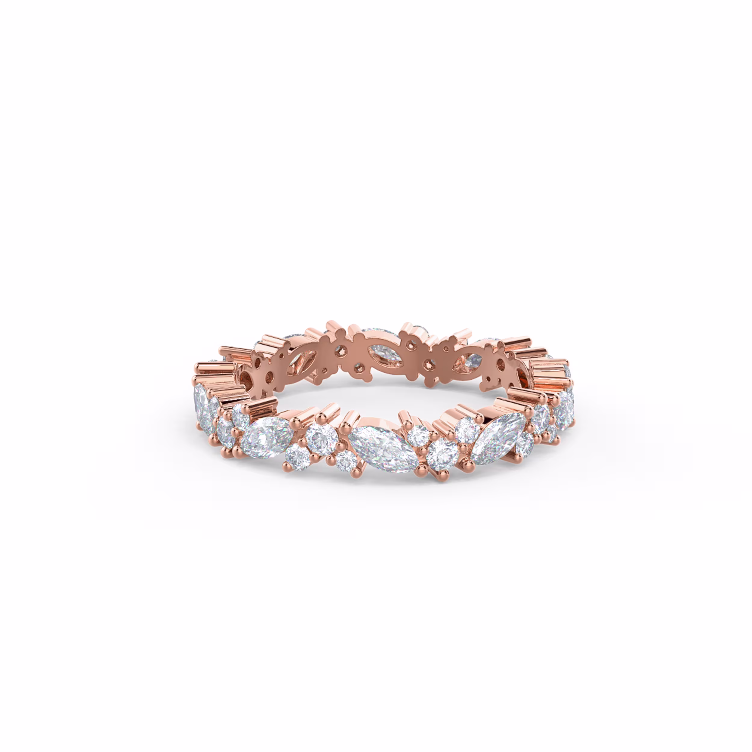 Exceptional Quality 1.35 ct Diamonds set in 14k Rose Gold Jessica Eternity Band (Main View)