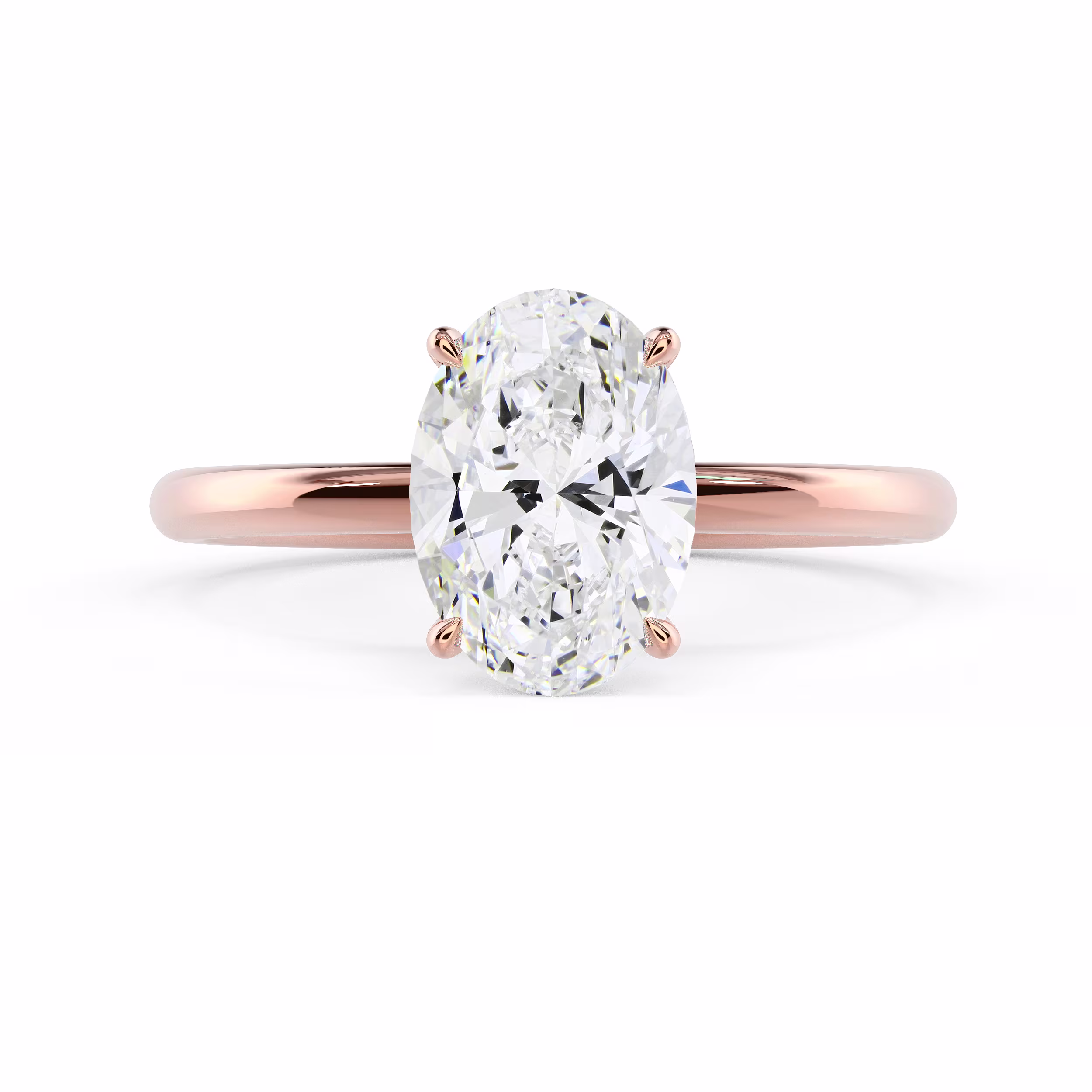 Lab Grown Diamonds set in Rose Gold Oval Petite Four Prong Solitaire (Main View)