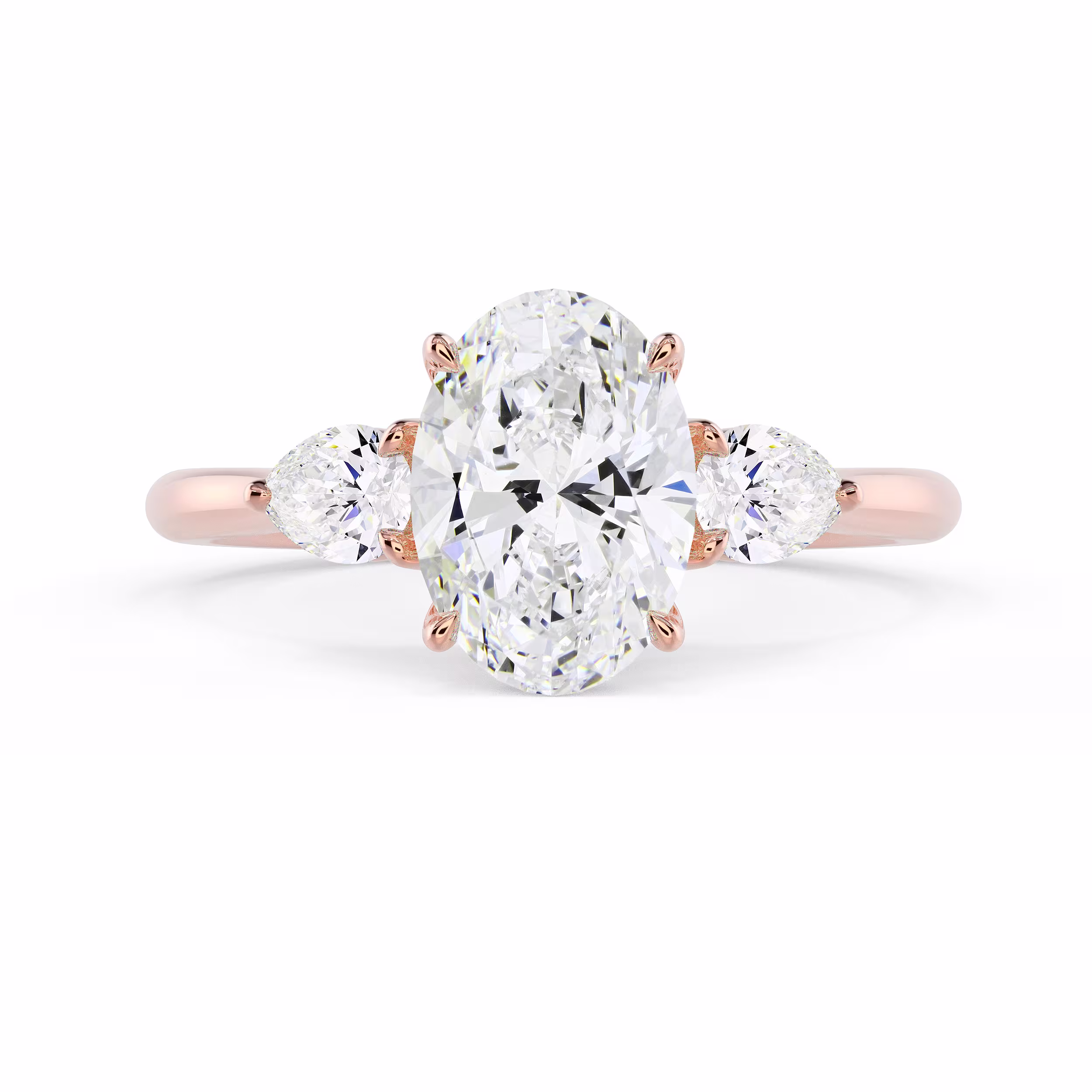 Lab Diamonds set in Rose Gold Oval and Pear Setting (Main View)
