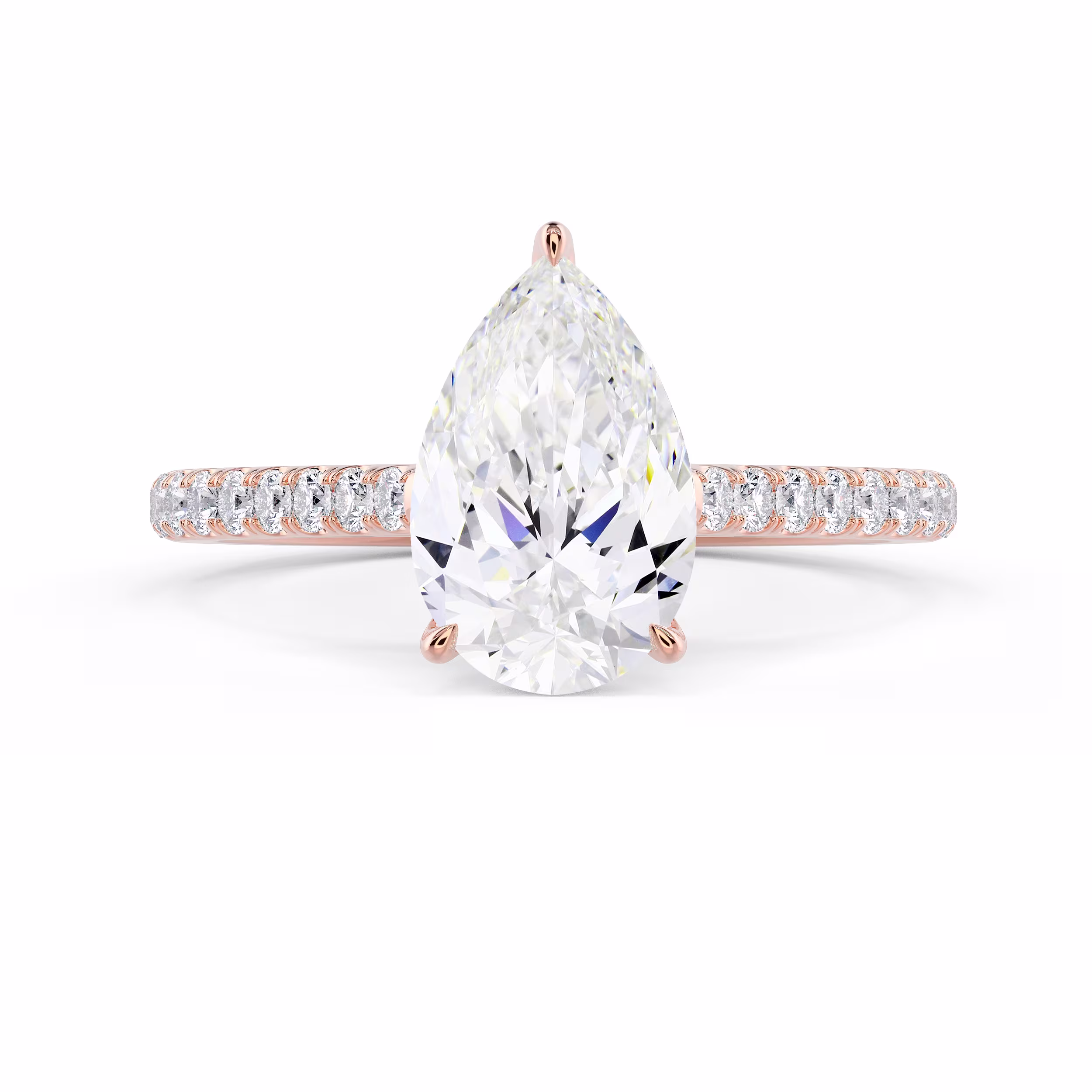 Rose Gold Pear Cathedral Pavé Setting featuring Diamonds (Main View)