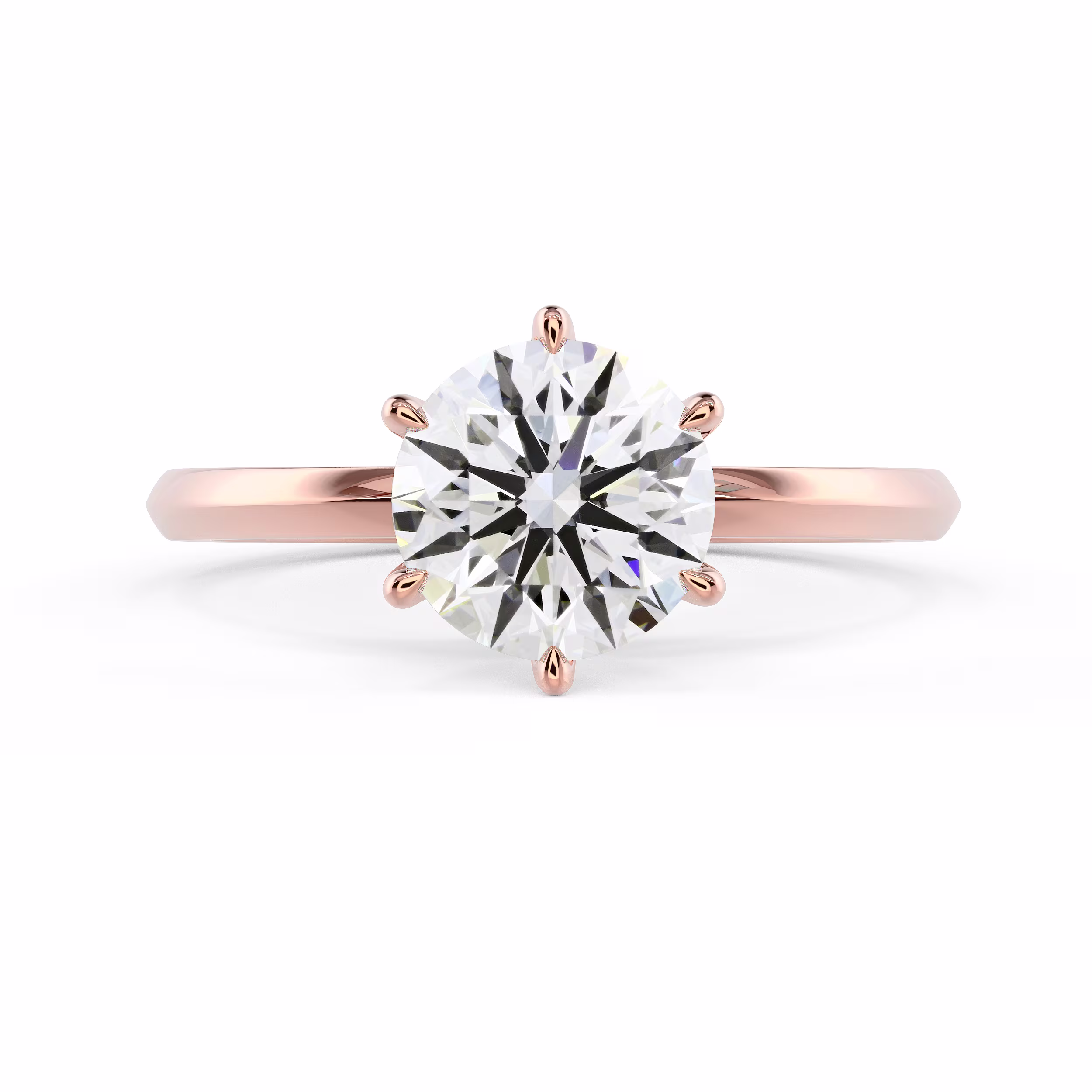 Diamonds Round Classic Six Prong Solitaire Diamond Engagement Ring in Rose Gold (Main View)
