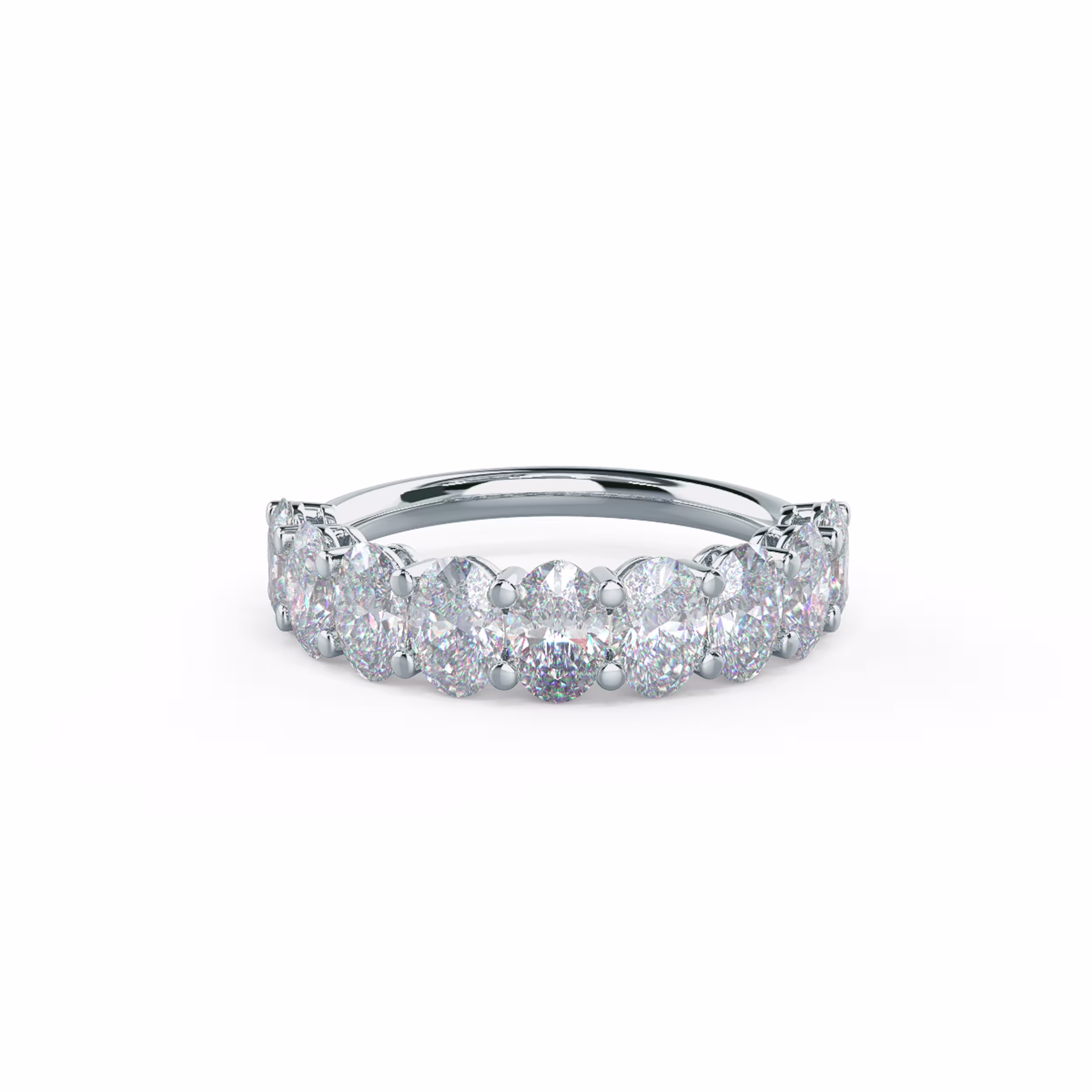 18 Karat White Gold Oval Basket Half Band featuring 2.5 ct Diamonds (Main View)