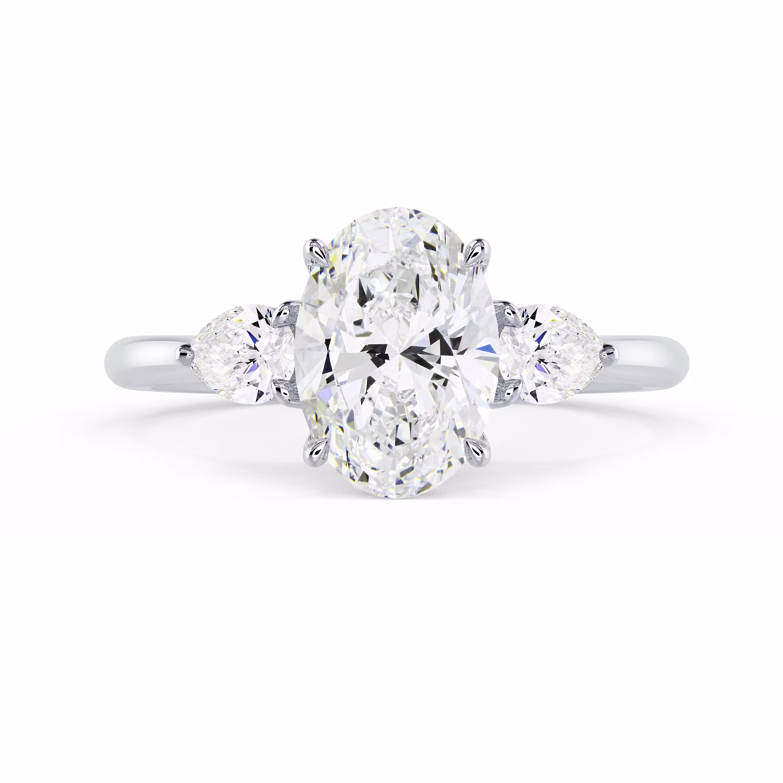 High Quality Lab Diamonds Oval and Pear Diamond Engagement Ring in White Gold (Main View)