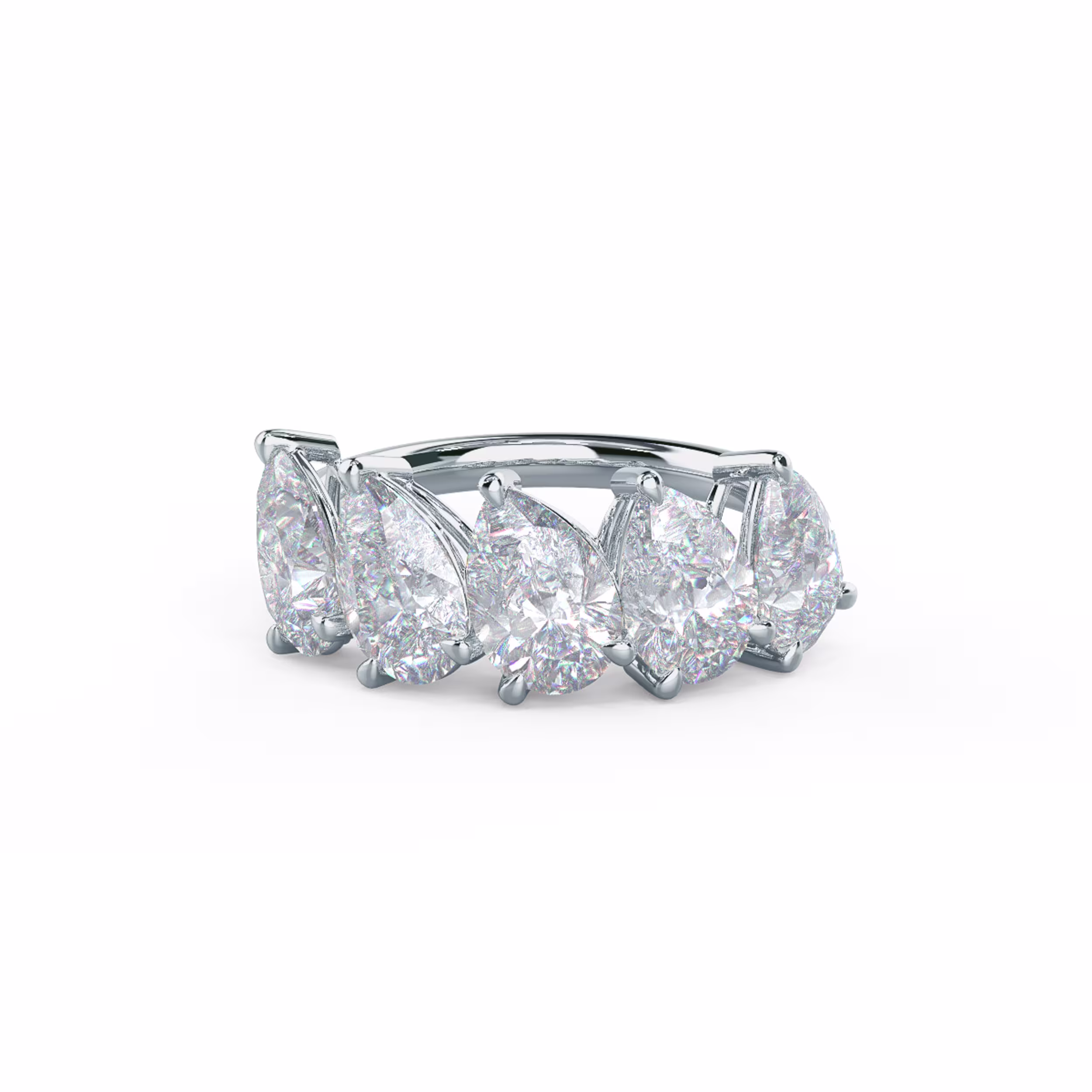 3.5 ct Lab Diamonds Pear Angled Five Stone in 18k White Gold (Main View)