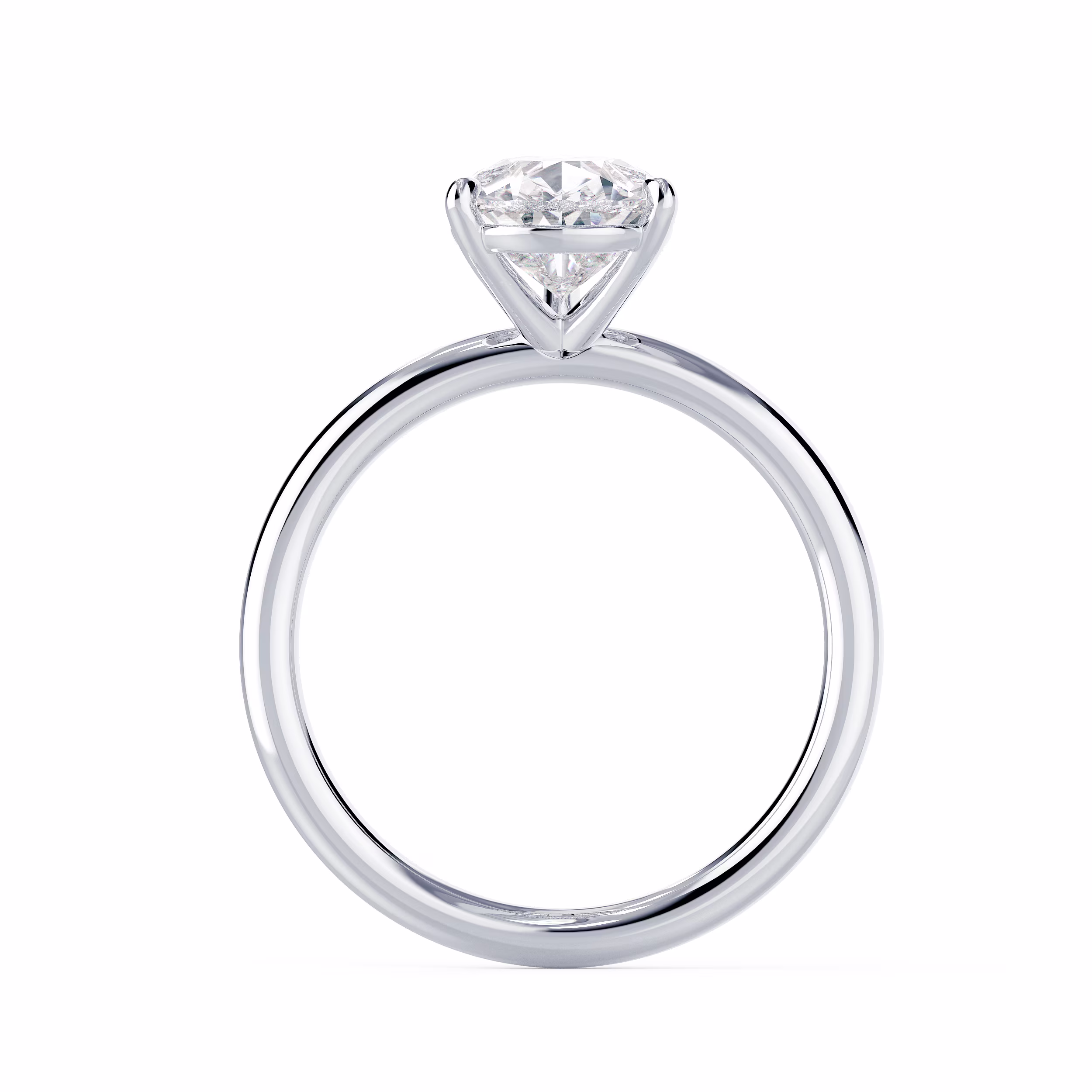 Diamonds set in White Gold Pear Petite Solitaire Diamond Engagement Ring (Profile View)