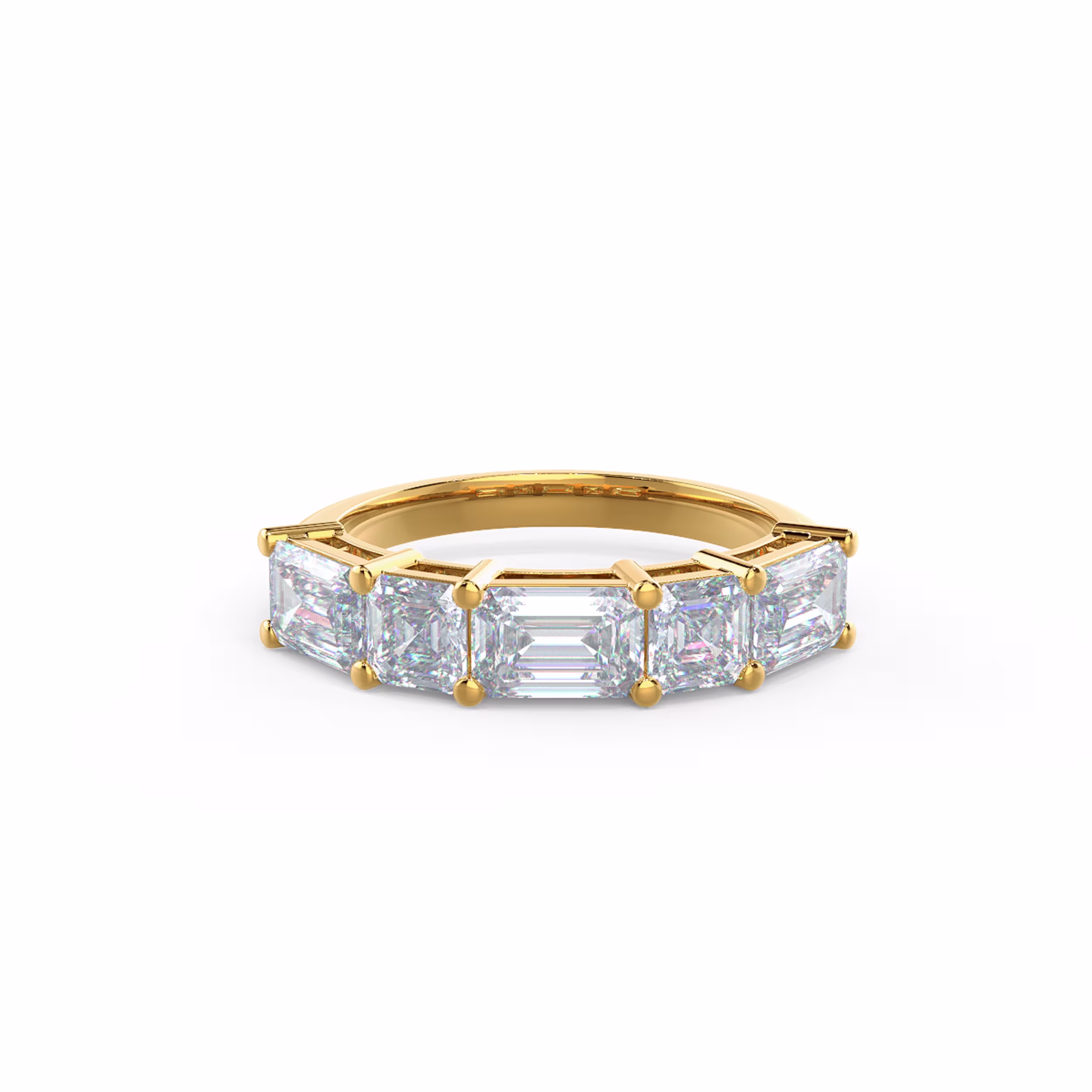 Hand Selected 2.6 ct Lab Diamonds set in 14kt Yellow Gold Emerald and Asscher East-West Five Stone (Main View)