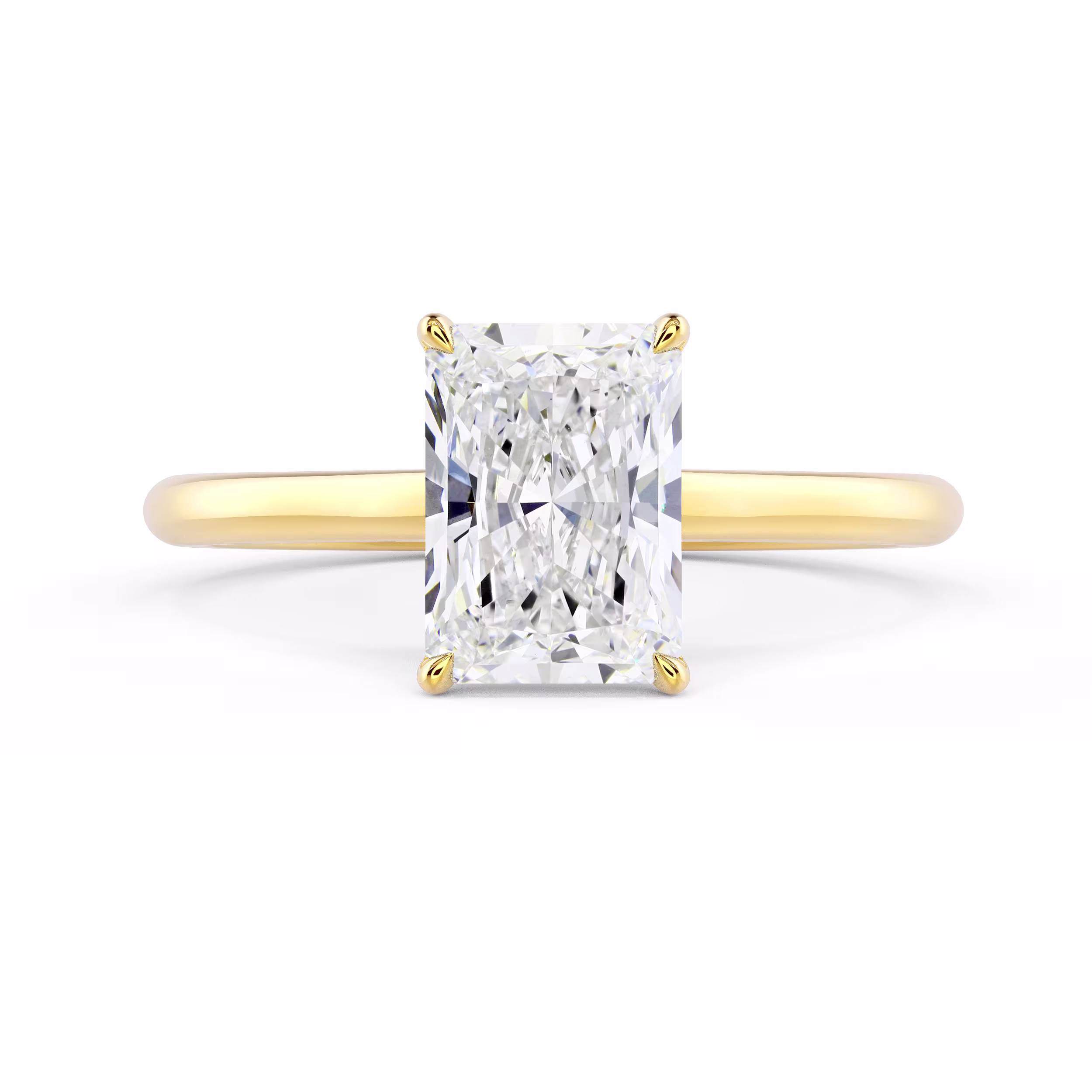 Hand Selected Diamonds set in Yellow Gold Radiant Cathedral Solitaire (Main View)