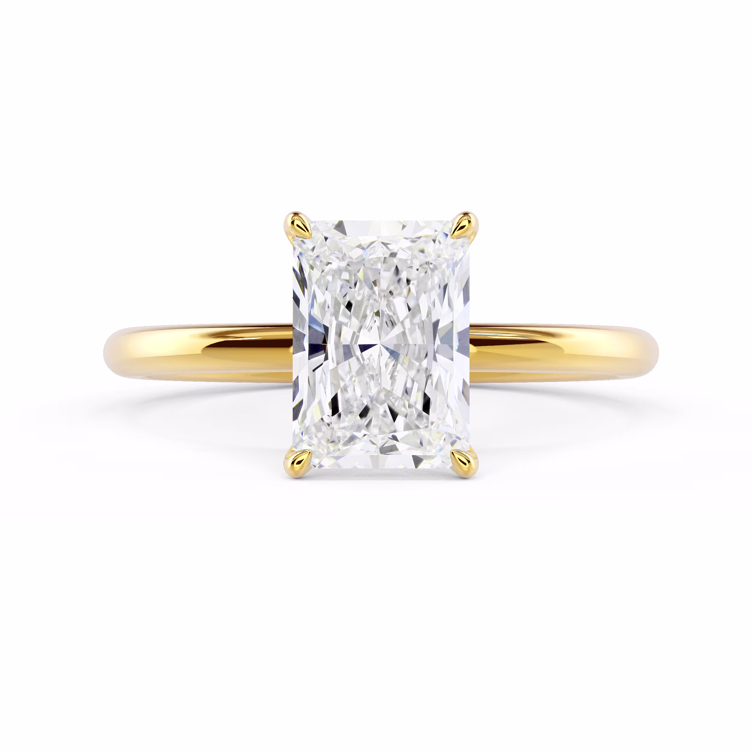 Yellow Gold Radiant Classic Four Prong Solitaire Diamond Engagement Ring featuring Hand Selected Diamonds (Main View)