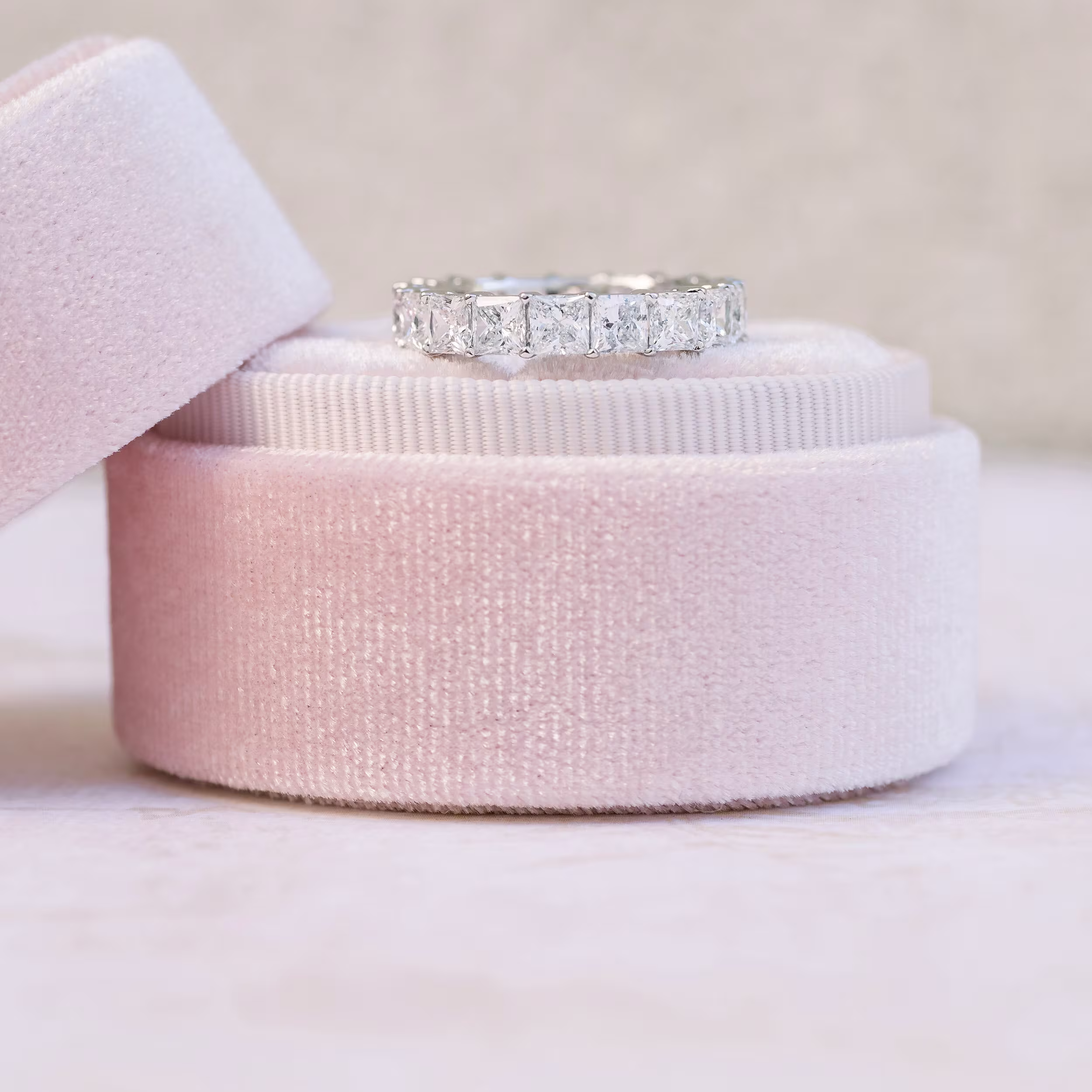 Platinum 5ct Princess Cut Lab Diamond Eternity Band Ada Diamonds Design AD-194 Artistic