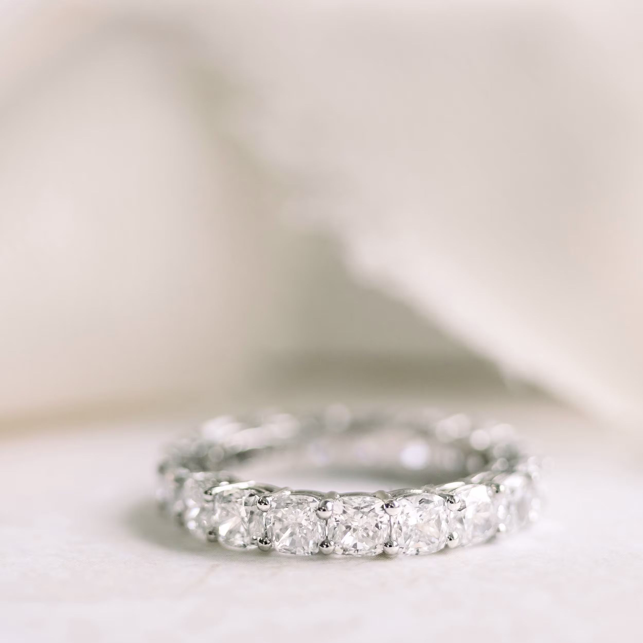 cushion cut lab diamond eternity band