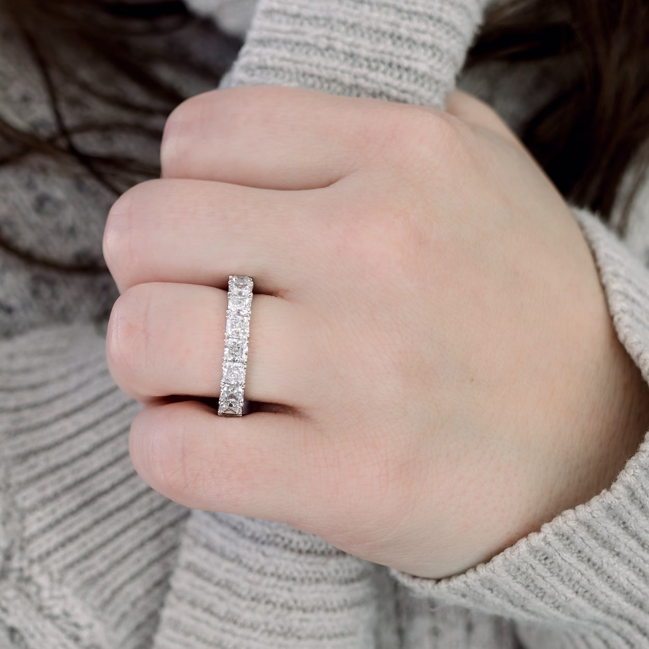 Radiant Half Band featuring Lab Created Diamonds