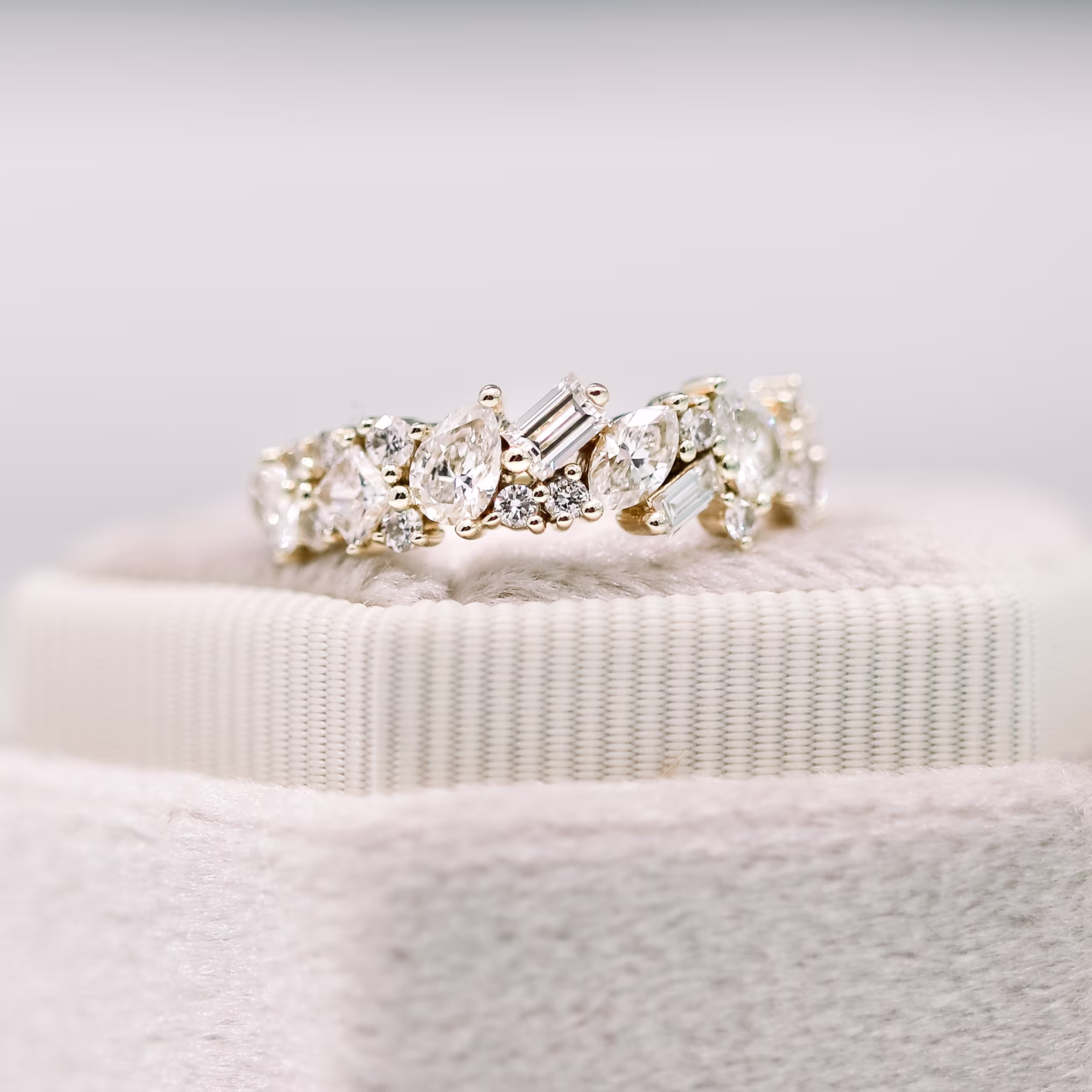 Cassidy Multi-Shape Diamond Cluster Half Band featuring Exceptional Quality Lab Diamonds (Profile View)