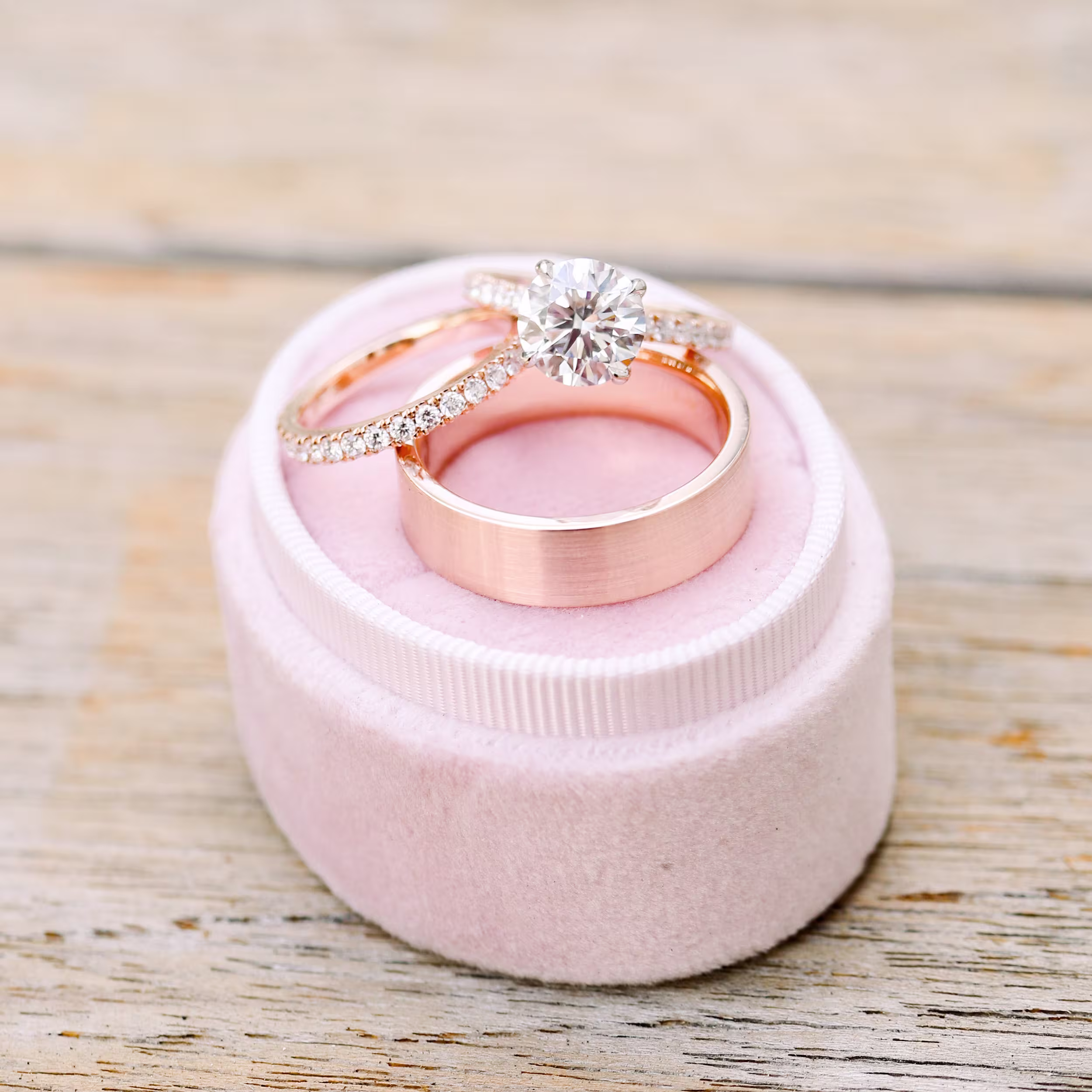 Custom Rose Gold Lab Diamond Wedding Set Ada Diamonds