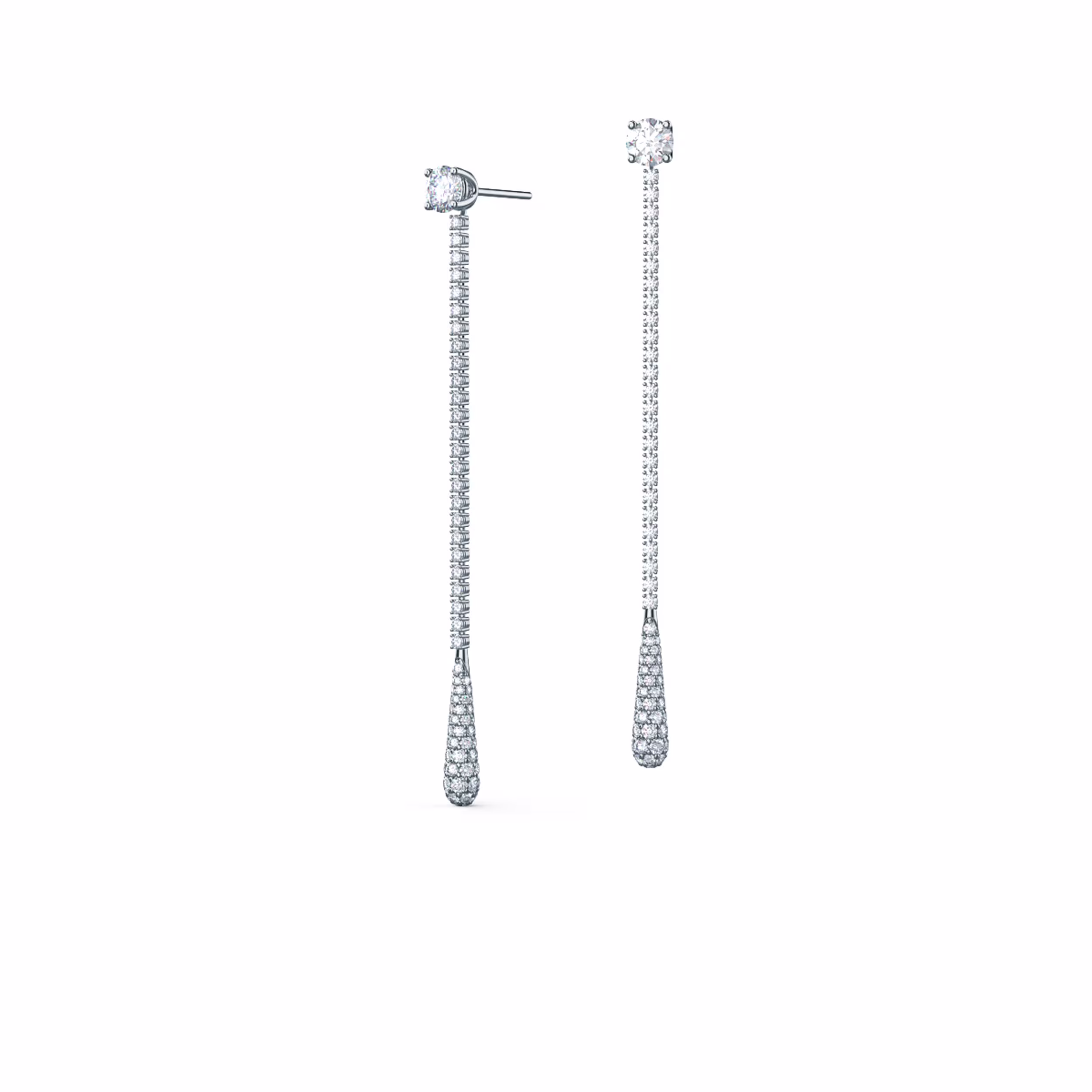 Exceptional Quality Round Diamonds set in 14k White Gold Drop Earring Jackets (Main View)