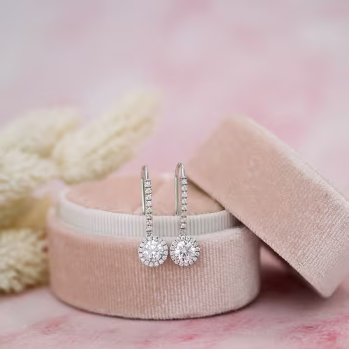 Heavenly Single Halo Drop Earrings in 14k Yellow Gold 1.25ctw