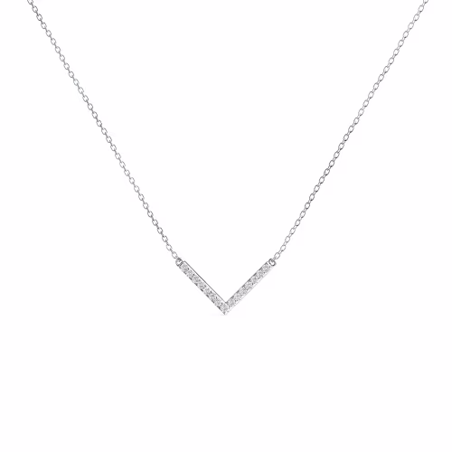 V Necklace in 14k White Gold 0.24ctw