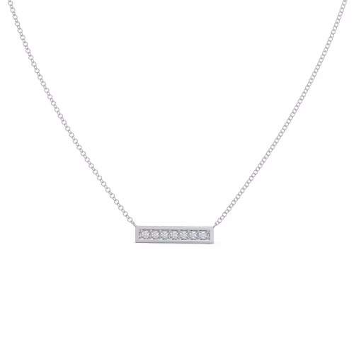 Bar Necklace in 14k White Gold 0.21ctw