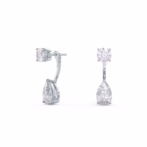 Pear Earring Jackets in 14k White Gold 1.4ctw