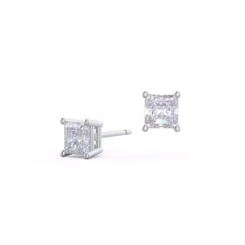 Radiant Stud Earrings in 14k White Gold 1ctw