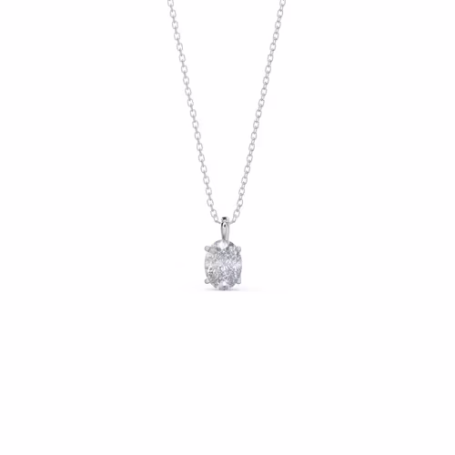Classic Oval Pendant in 14k White Gold 1ctw