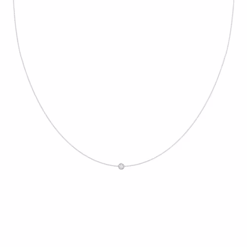 Single Bezel Cosmo Necklace in 18k White Gold 0.1ctw