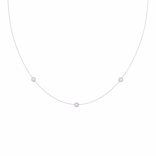Triple Bezel Cosmo Necklace in 14k White Gold 0.75ctw