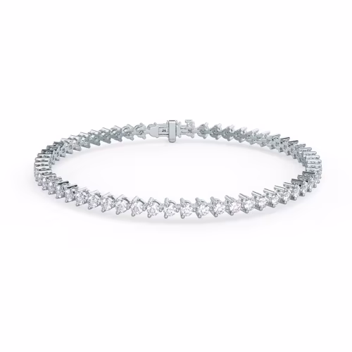 Three Prong Tennis Bracelet in 18k White Gold 2ctw