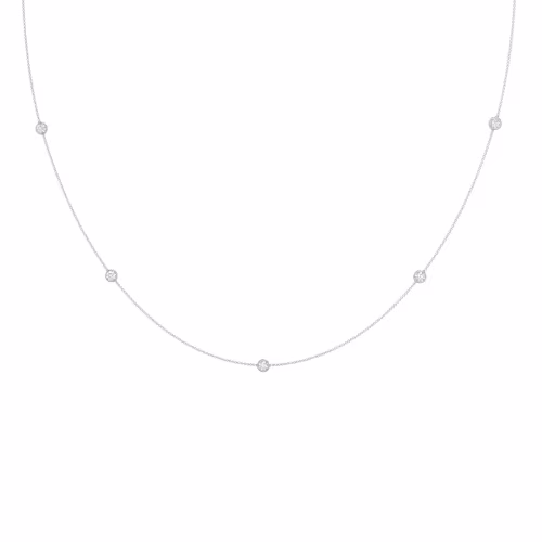 Five Bezel Cosmo Necklace in 14k White Gold 0.5ctw