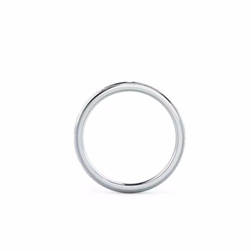 18k White Gold Petite Rounded Flush Set Three Quarter Band featuring Hand Selected 0.09 ctw Lab Diamonds (Profile View)