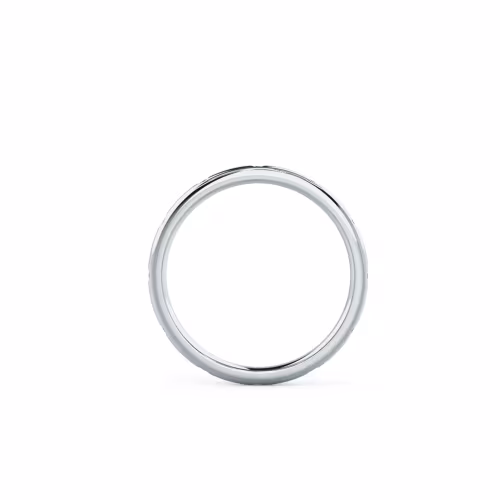 Hand Selected 0.12 Carat Lab Diamonds set in 18k White Gold Petite Rounded Flush Set Eternity Band (Profile View)