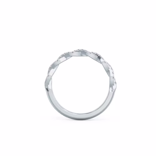 0.2 Carat Round Created Diamonds set in 18k White Gold Infinity Twisting Full Half Band (Profile View)